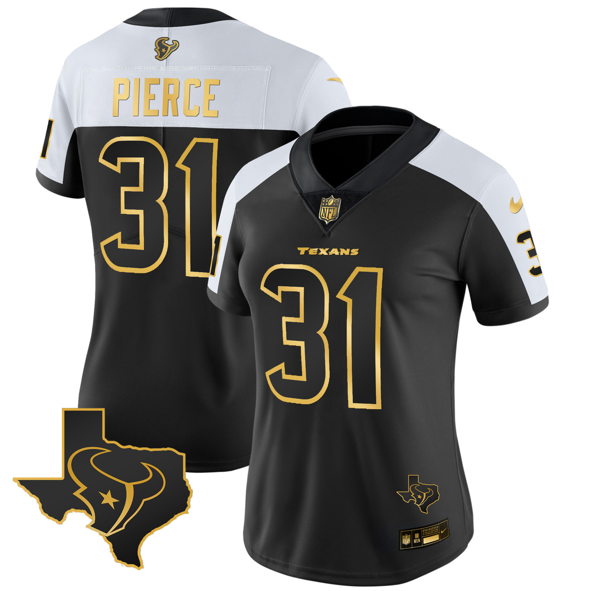 Dameon Pierce Women's Houston Texans Gold Vapor Limited Alternate Gold Jersey - All Stitched 