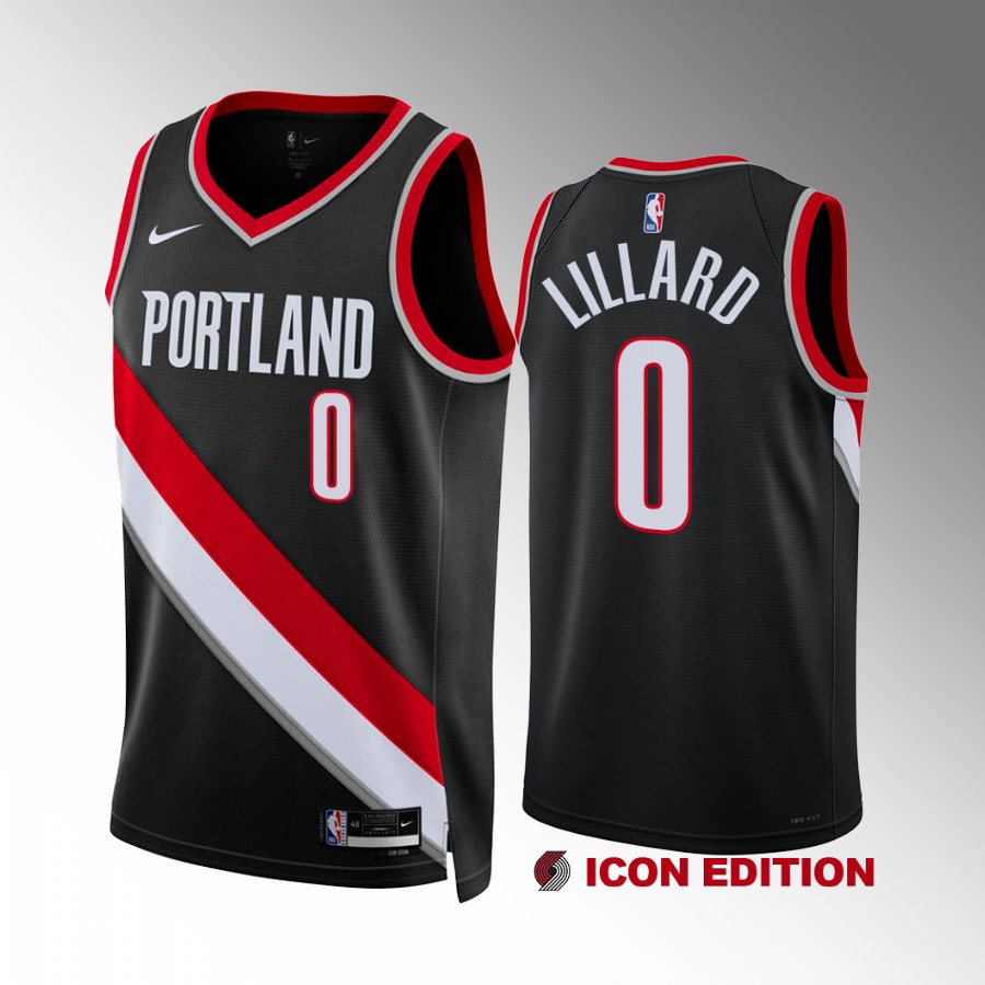 Damian Lillard #0 Portland Trail Blazers 2022-23 Icon Edition Black Jersey