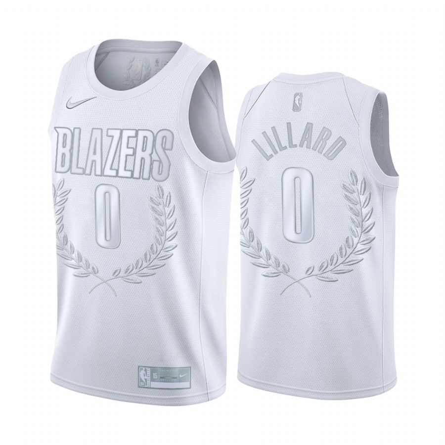 Damian Lillard #0 Portland Trail Blazers White MVP 2020 Playoffs Jersey