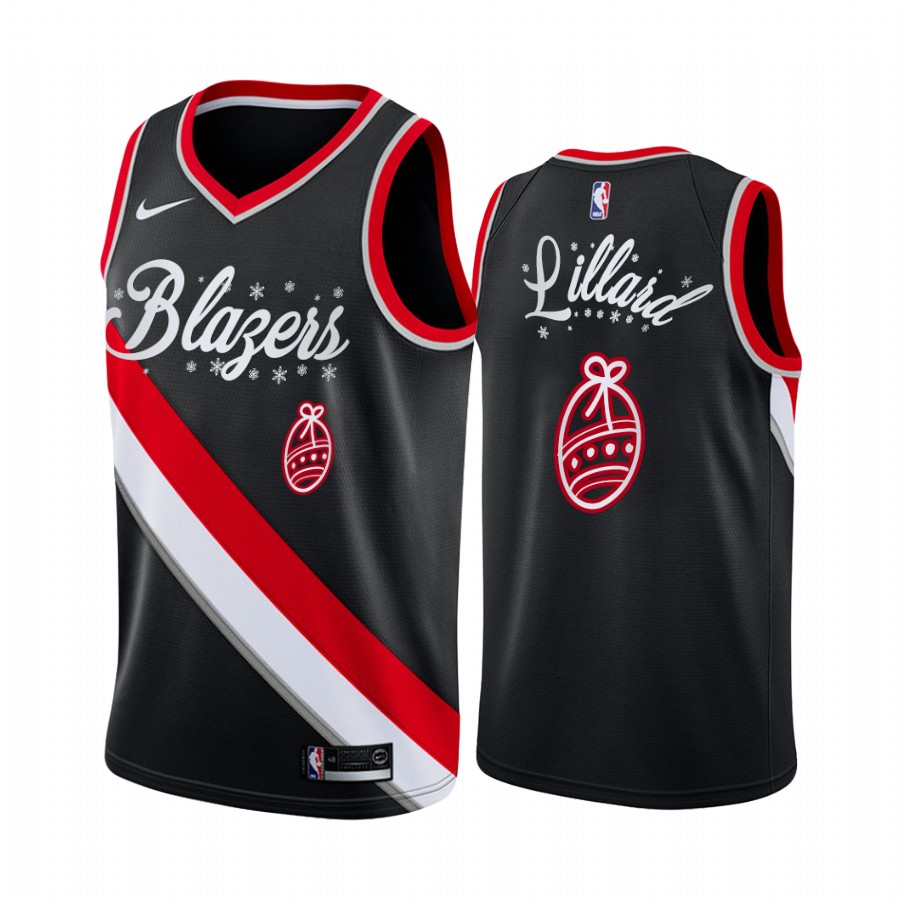 Damian Lillard Portland Trail Blazers 2020 Christmas Night Black Jersey Festive Special Edition