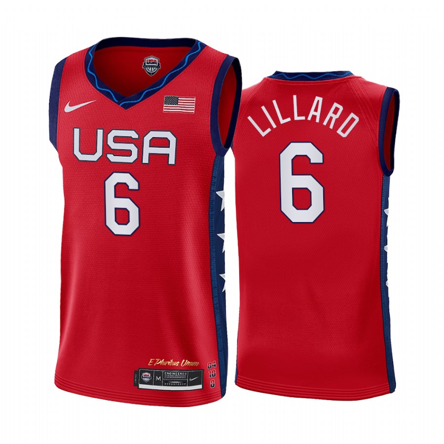 Damian Lillard USA #6 Red 2020 Summer Olympics Limited Jersey