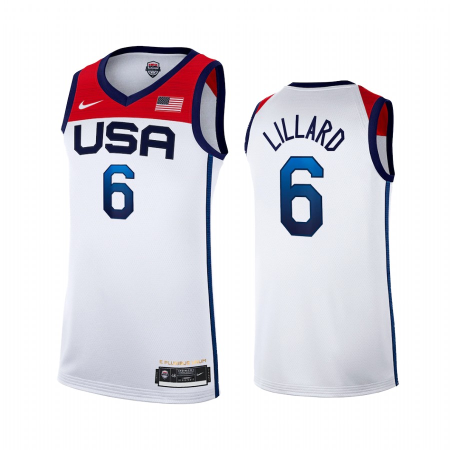 Damian Lillard USA #6 White Tokyo Olympics 2021 Home Jersey