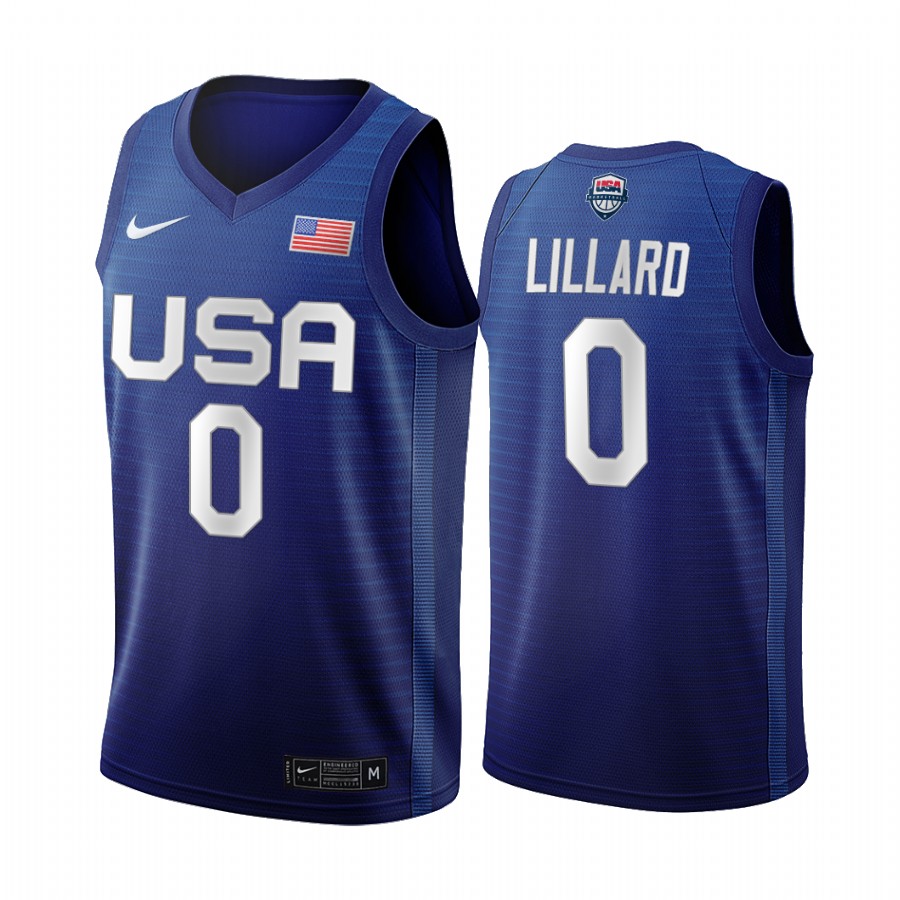 Damian Lillard USA Men's National Team #0 Navy 2020 Tokyo Olympics Portland Trail Blazers Jersey