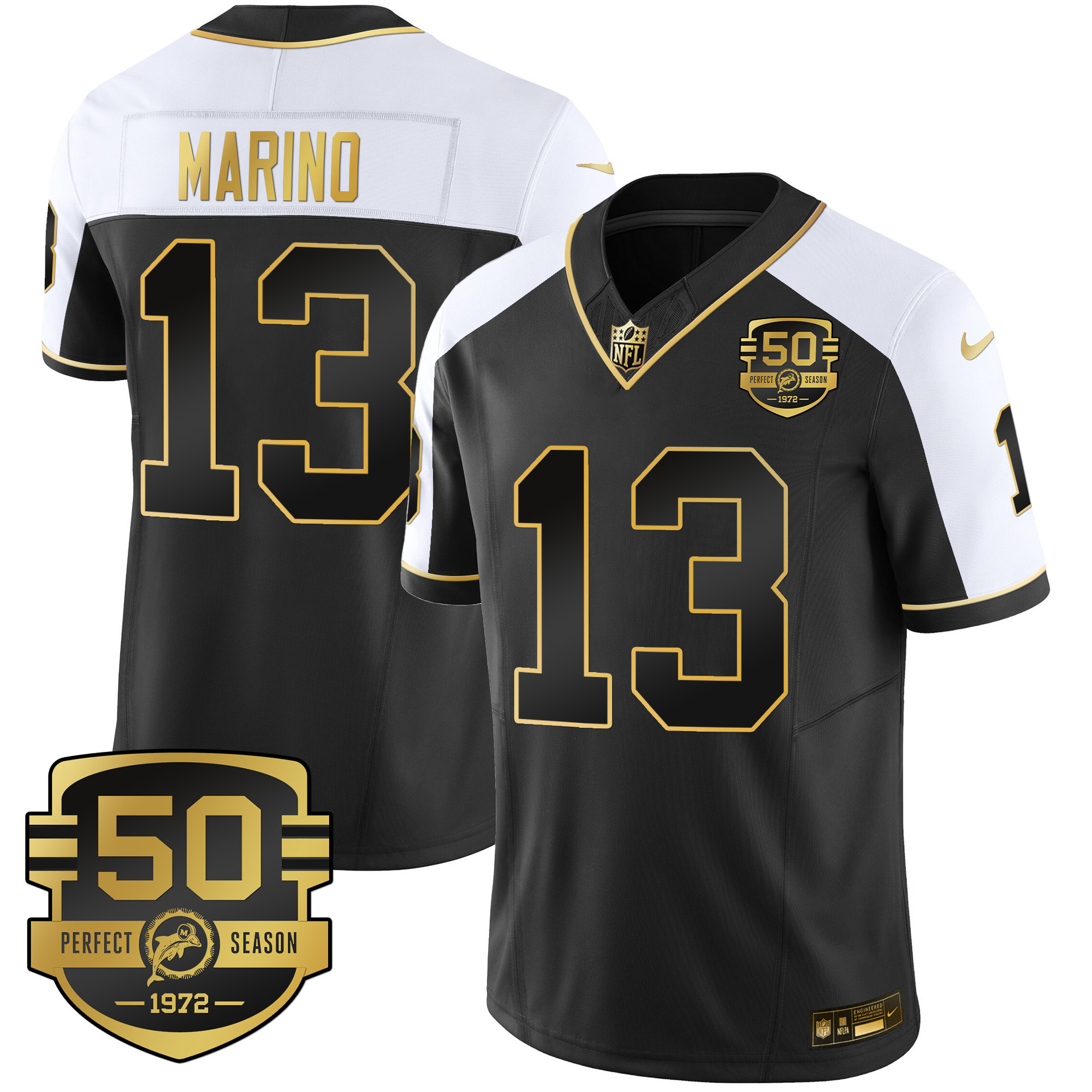 Dan Marino Men's Miami Dolphins Throwback Gold Vapor Alternate Jersey - All Stitched 