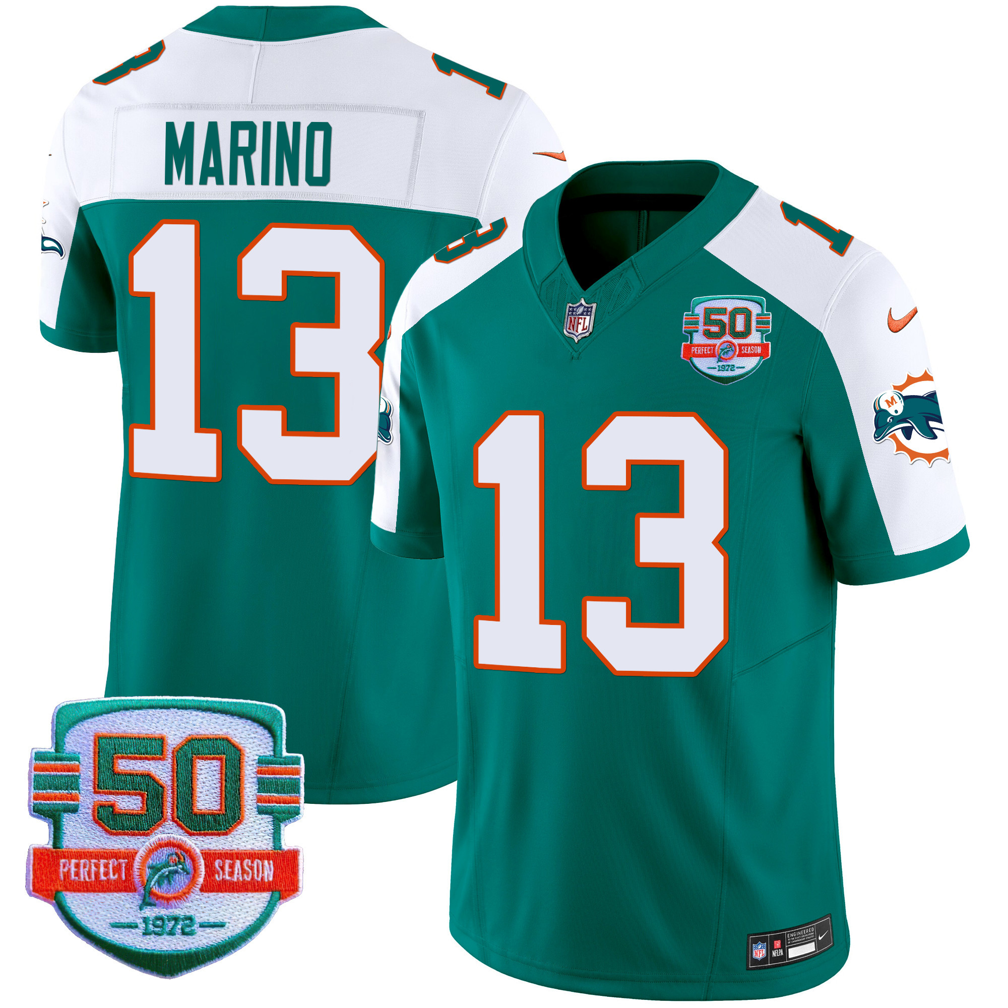 Dan Marino Men's Miami Dolphins Throwback Vapor Aqua Alternate Jersey - All Stitched 