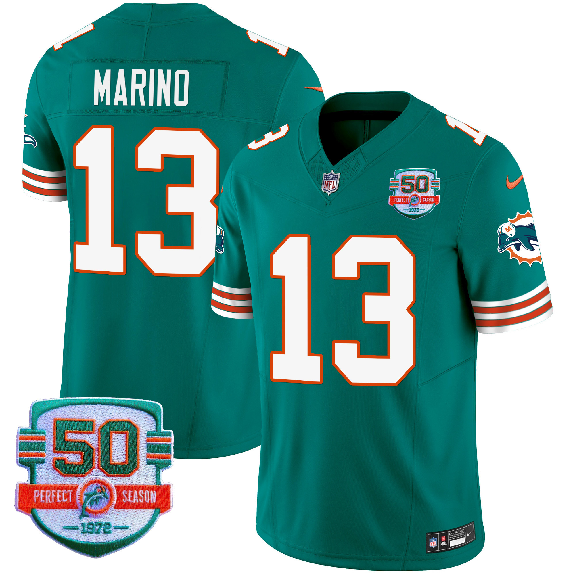Dan Marino Men's Miami Dolphins Throwback Vapor Aqua Jersey - All Stitched 