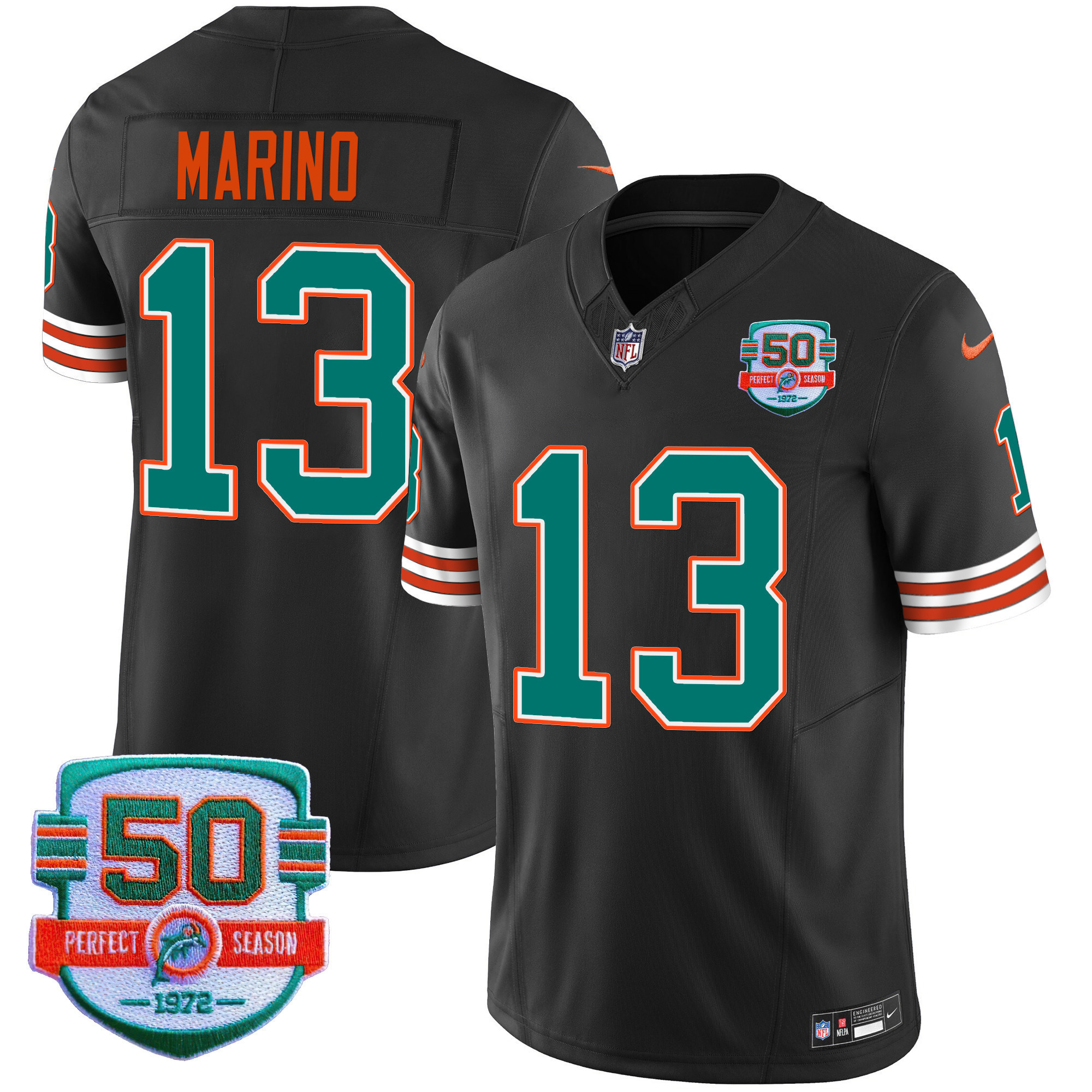 Dan Marino Men's Miami Dolphins Throwback Vapor Black Jersey - All Stitched 
