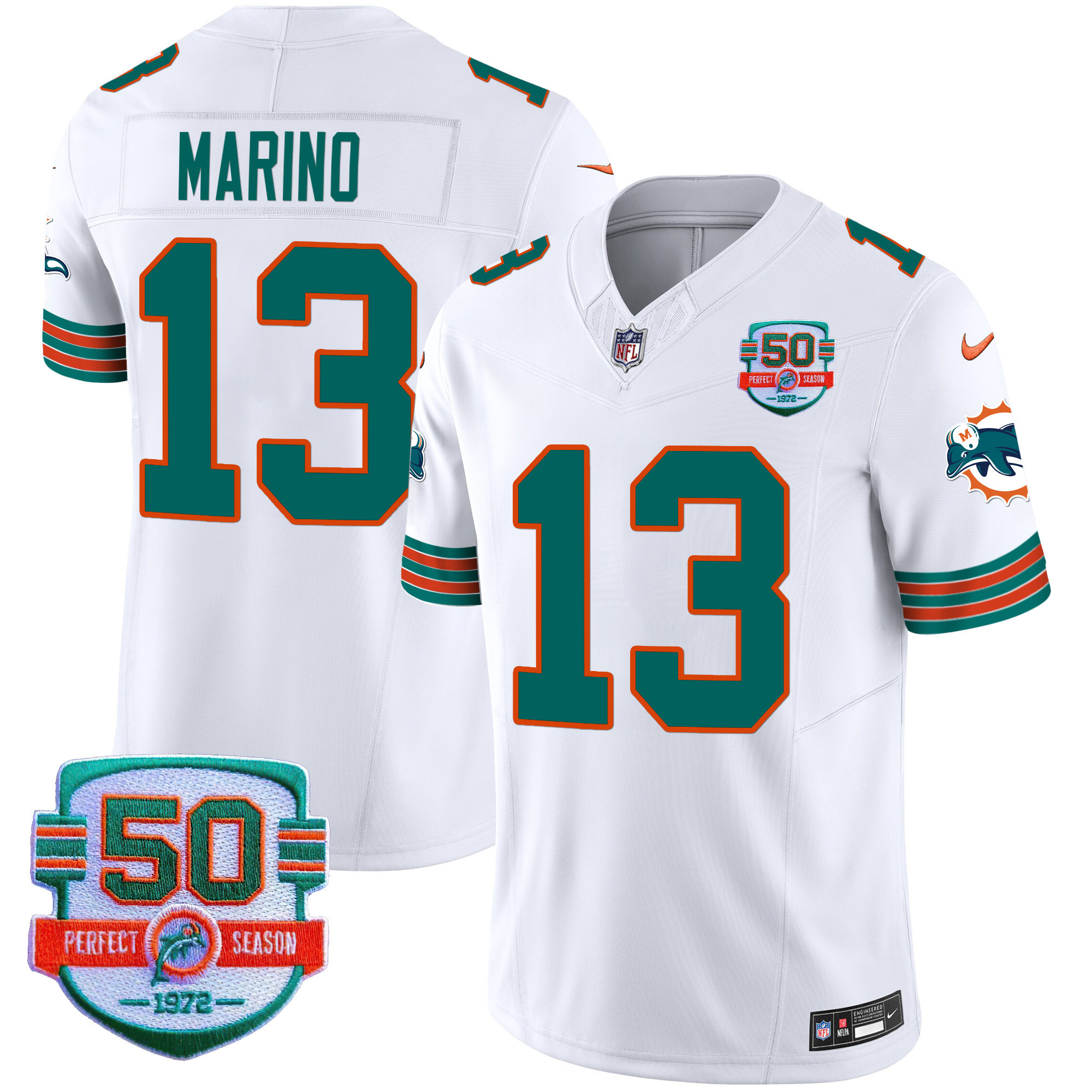 Dan Marino Men's Miami Dolphins Throwback Vapor White Jersey - All Stitched 