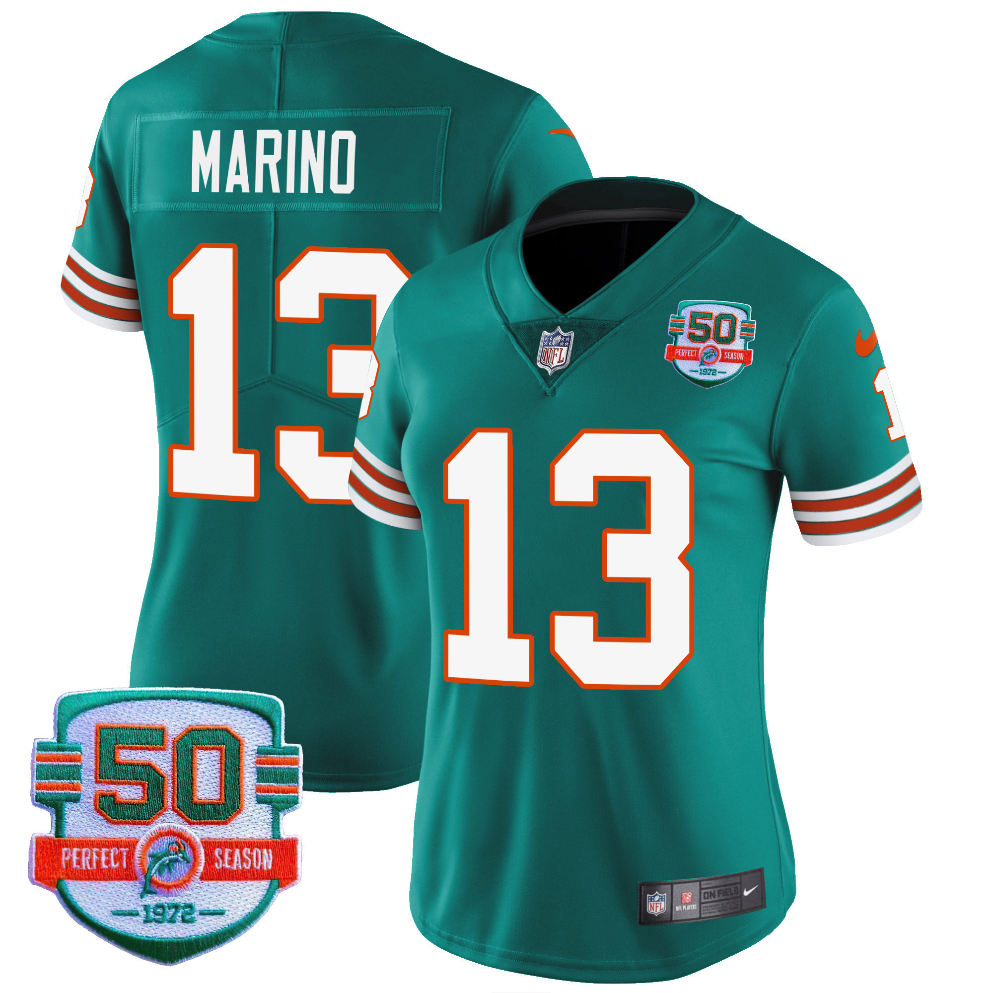Dan Marino Women's Miami Dolphins Throwback Vapor Aqua Jersey - All Stitched 