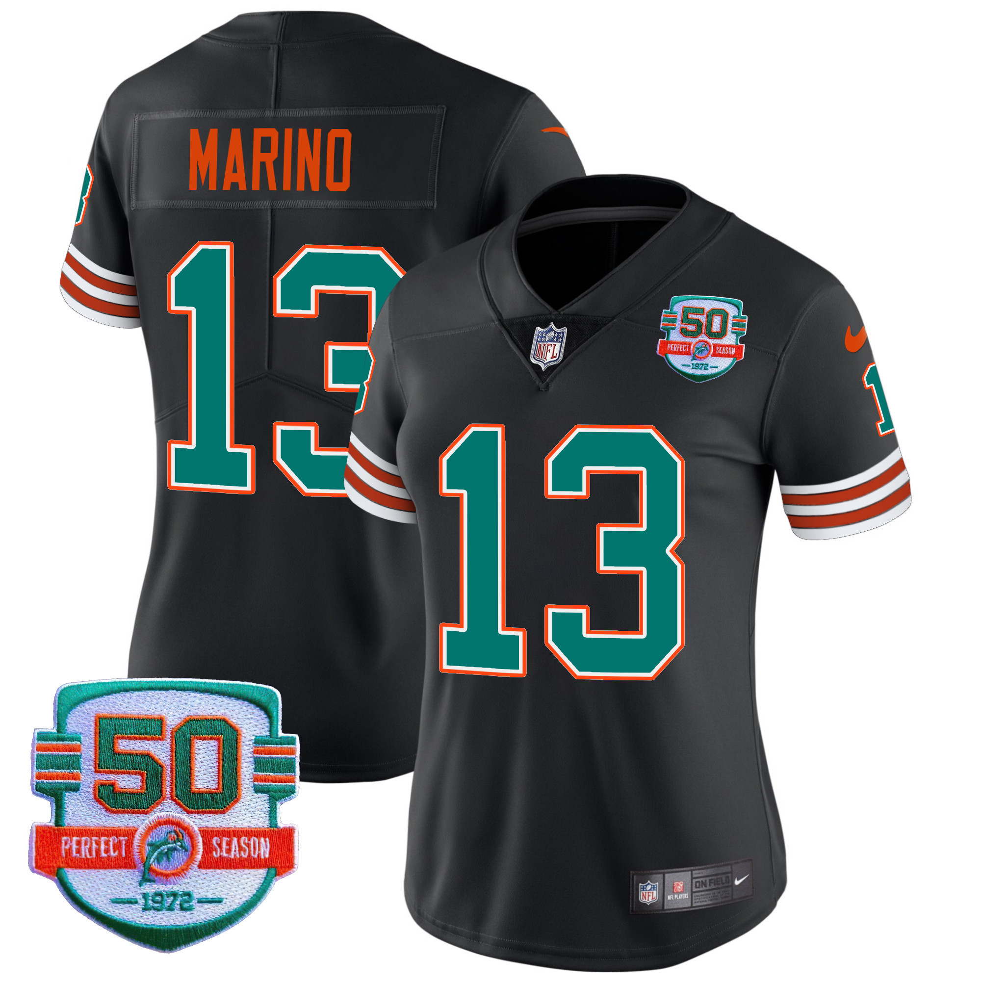 Dan Marino Women's Miami Dolphins Throwback Vapor Black Jersey - All Stitched 