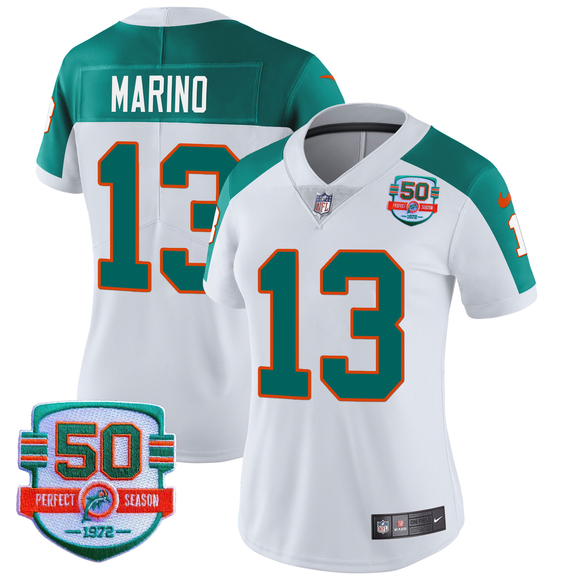 Dan Marino Women's Miami Dolphins Throwback Vapor Inverted Jersey - All Stitched 