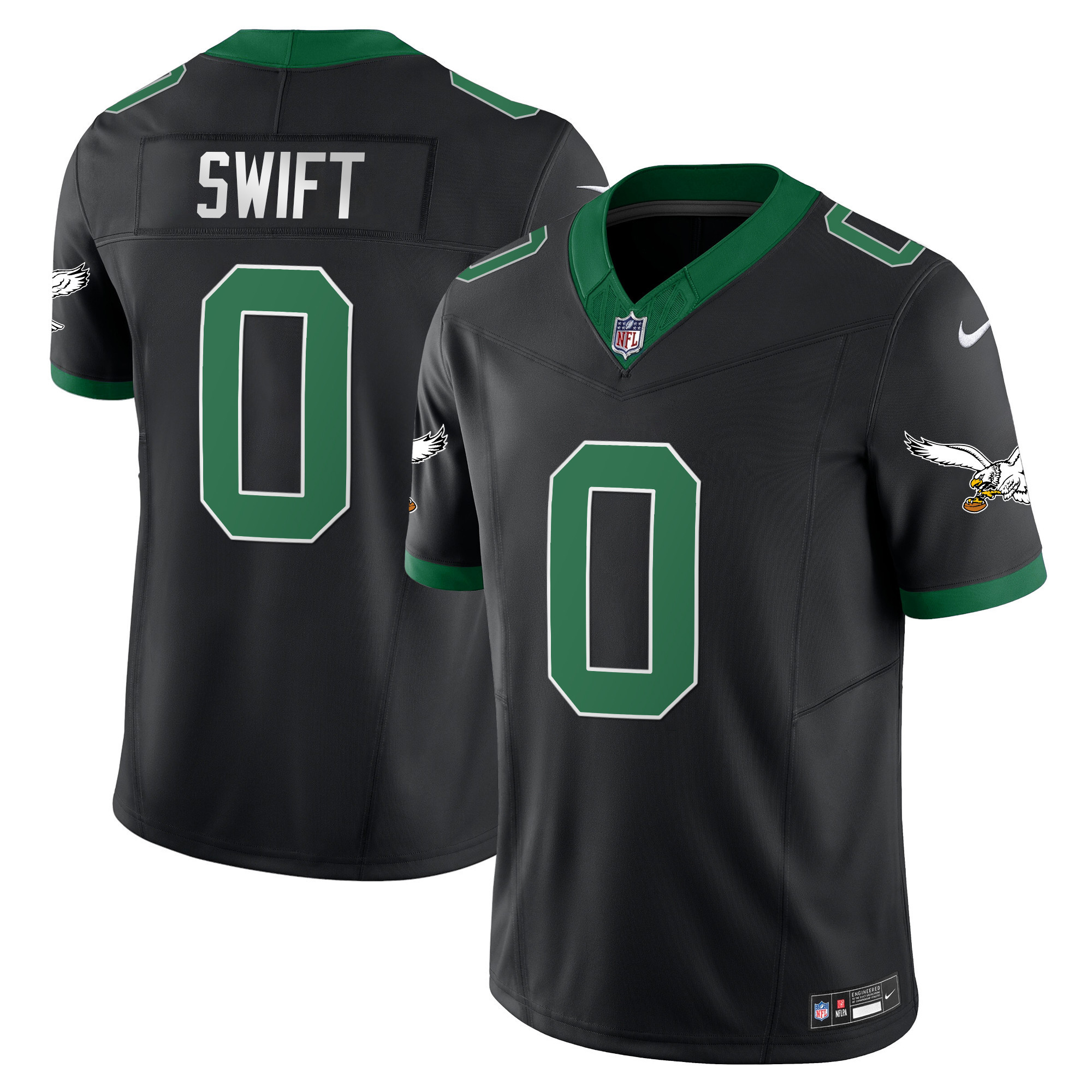 D'Andre Swift Philadelphia Eagles Throwback Kelly Vapor Limited Kelly Black Jersey - All Stitched