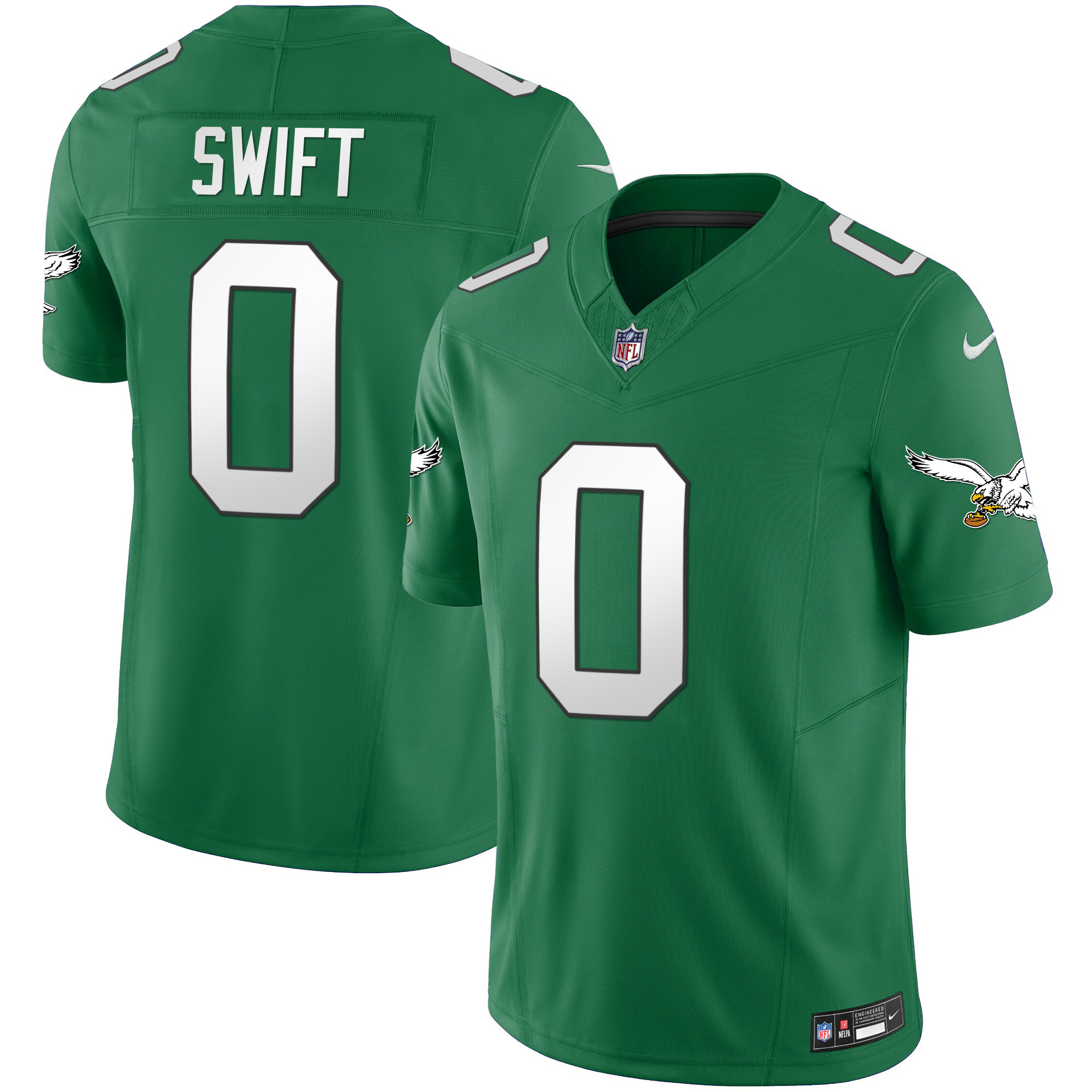 D'Andre Swift Philadelphia Eagles Throwback Kelly Vapor Limited Kelly Green Jersey - All Stitched