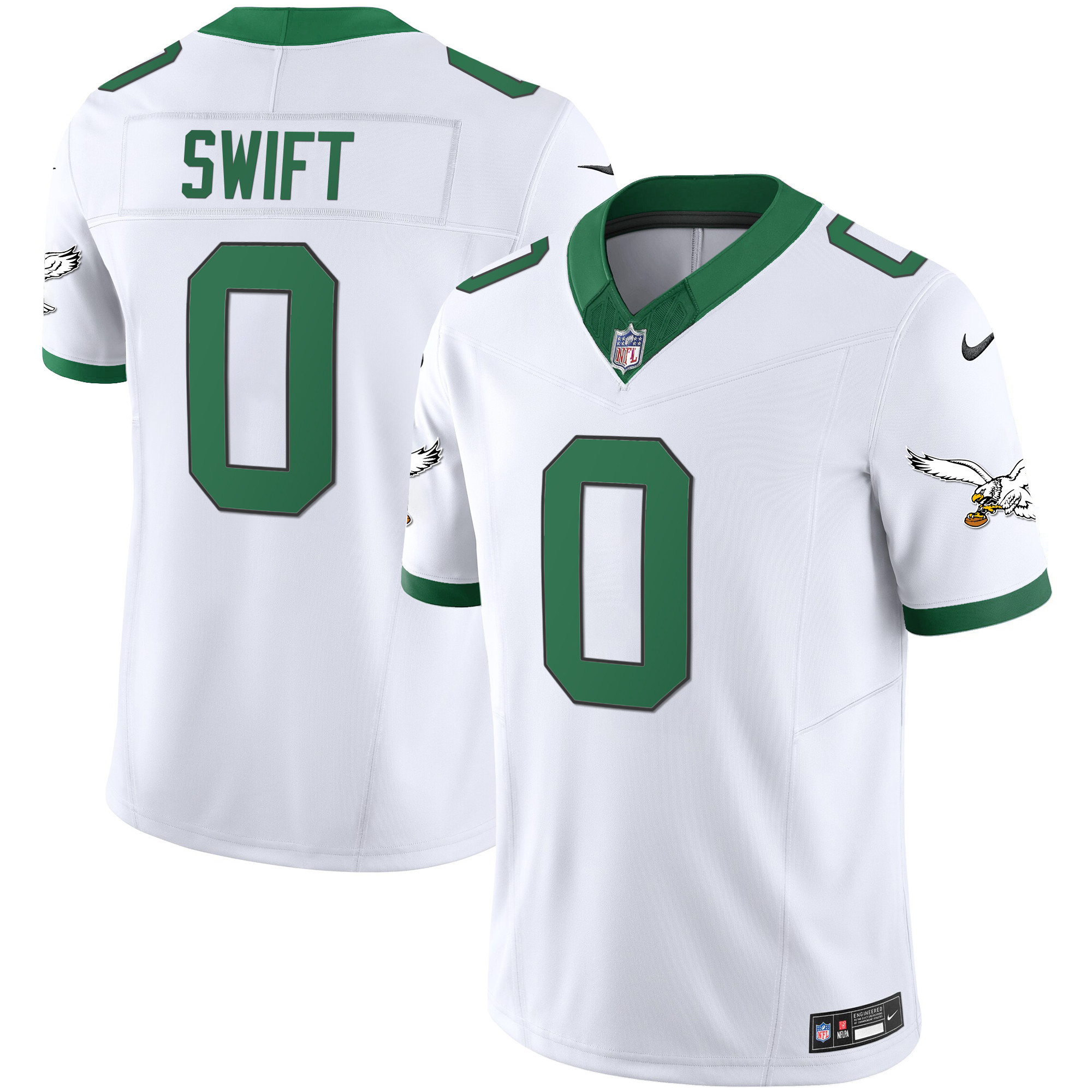 D'Andre Swift Philadelphia Eagles Throwback Kelly Vapor Limited Kelly White Jersey - All Stitched