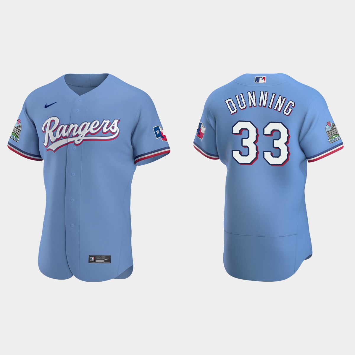 Dane Dunning #33 Texas Rangers Alternate Jersey - Light Blue