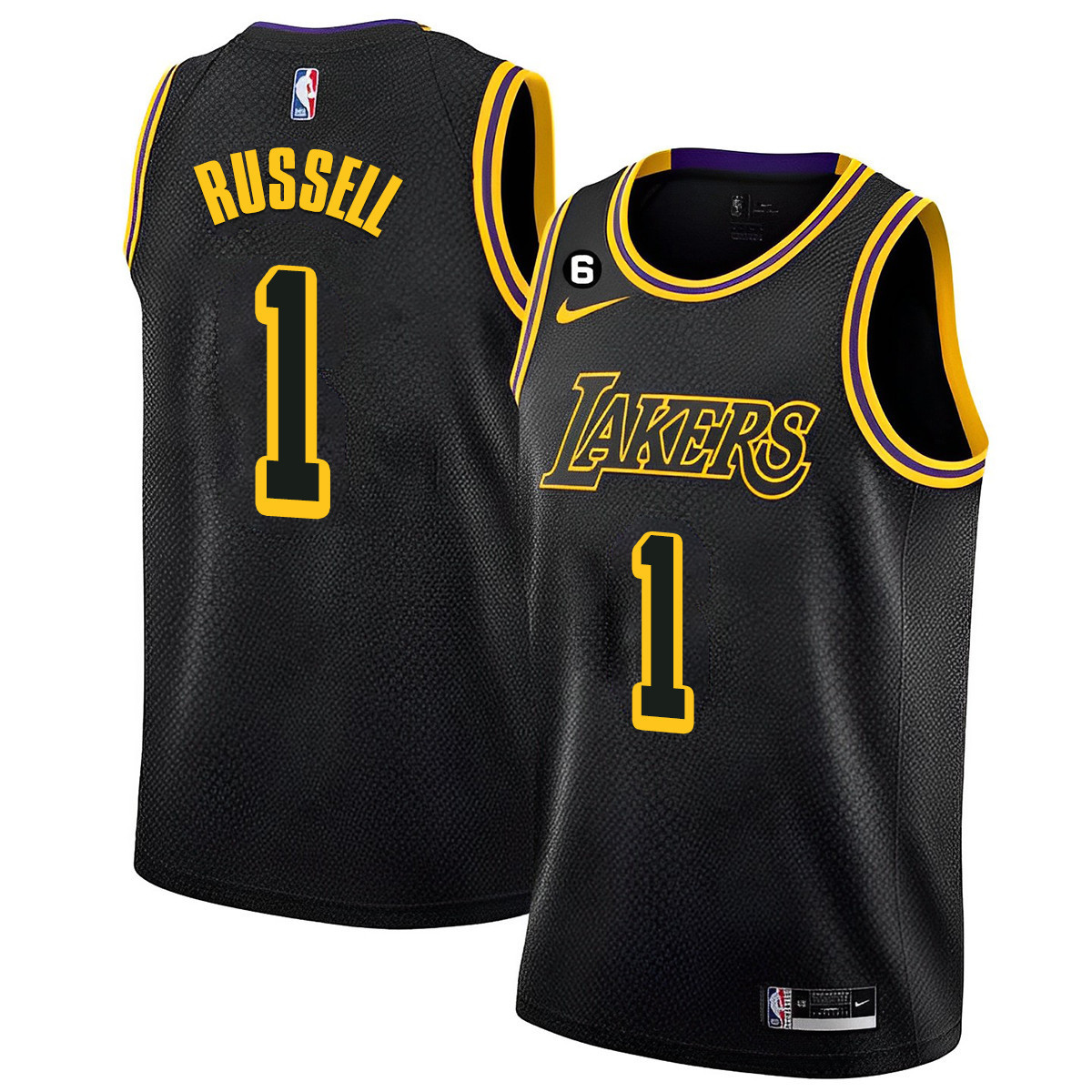 D'Angelo Russell Men's Los Angeles Lakers 2023 Collection Black Mamba Jersey - All Stitched