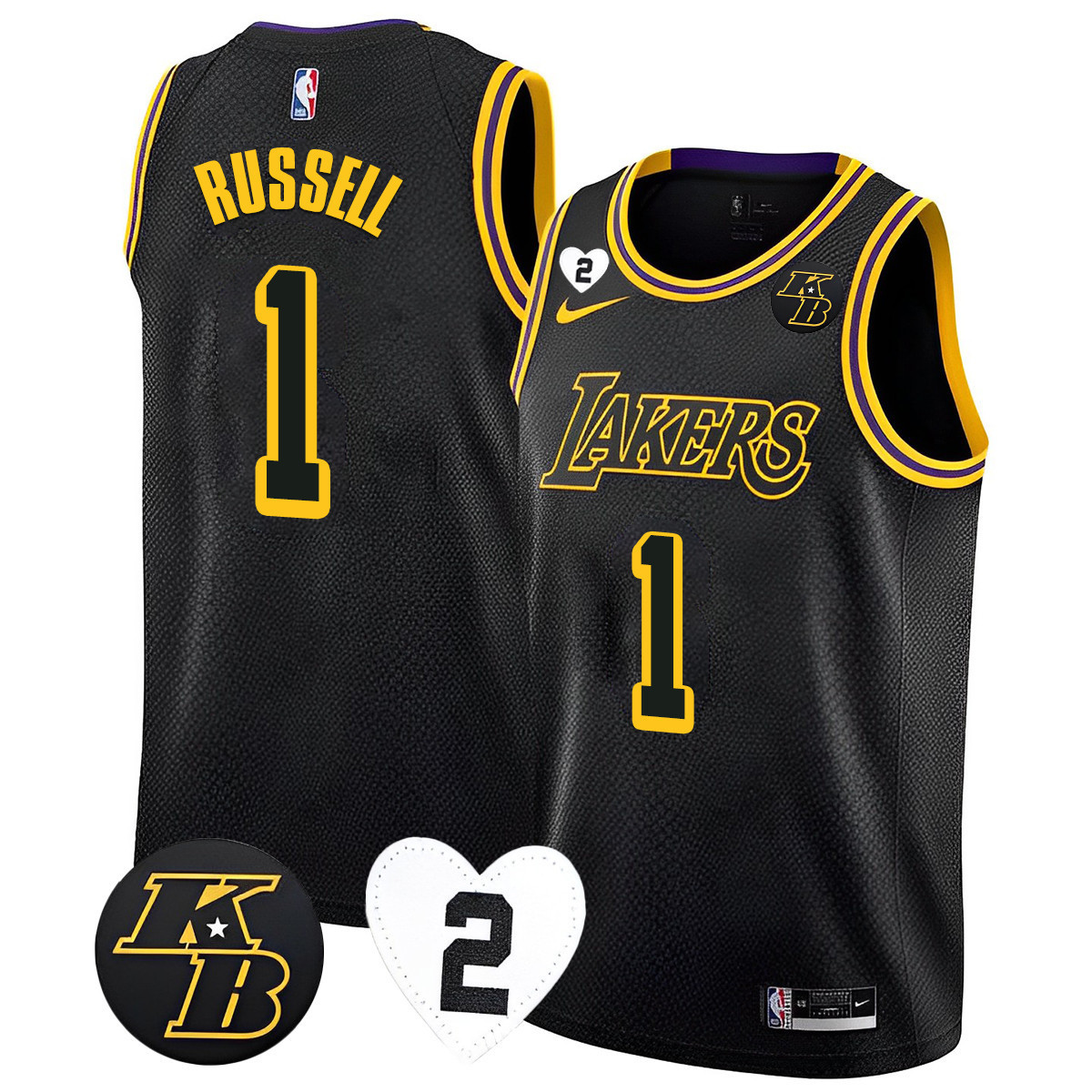 D'Angelo Russell Men's Los Angeles Lakers 2023 Collection Kobe & GiGi Jersey - All Stitched