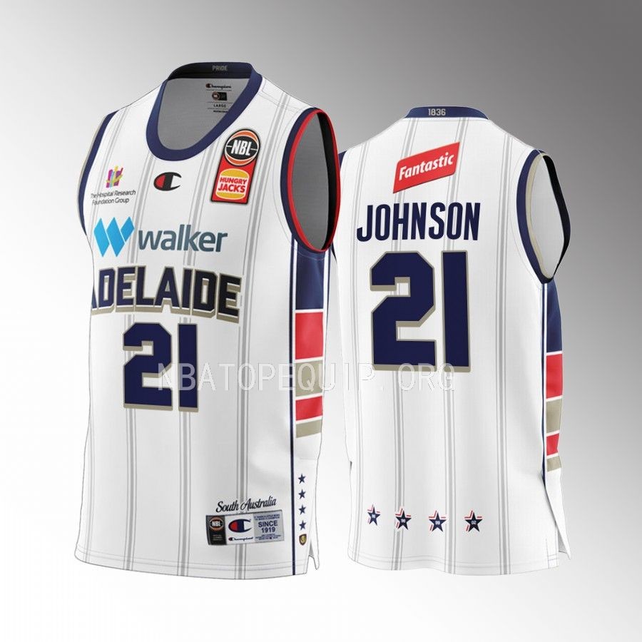 Daniel Johnson #21 Adelaide 36ers 2022-23 Away White Jersey NBL