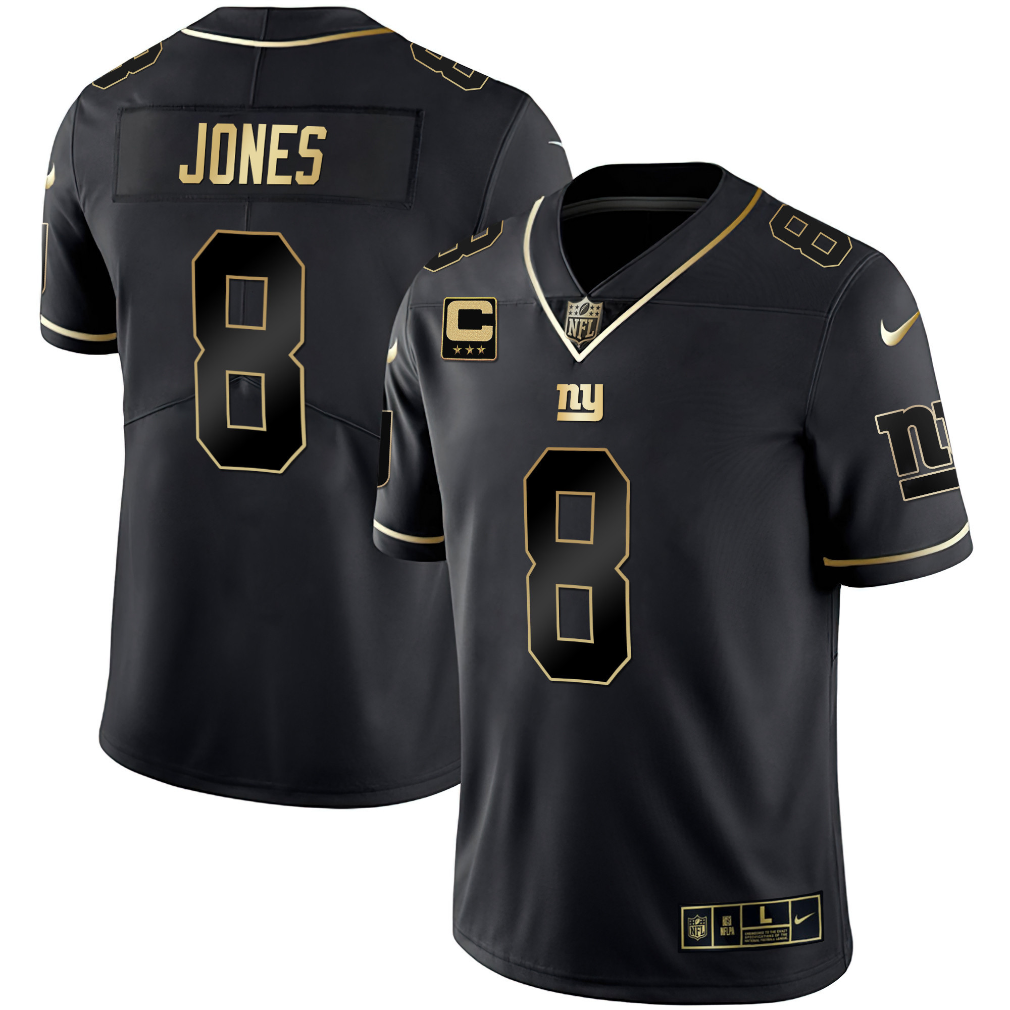 Daniel Jones Men's New York Giants Vapor Gold Black Gold Jersey - All Stitched 