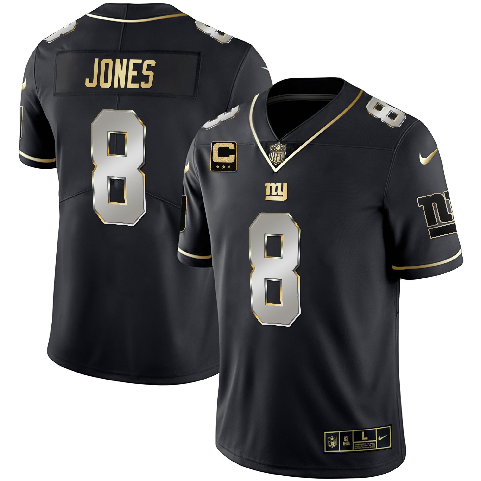 Daniel Jones Men's New York Giants Vapor Gold Black Limited Jersey - All Stitched 