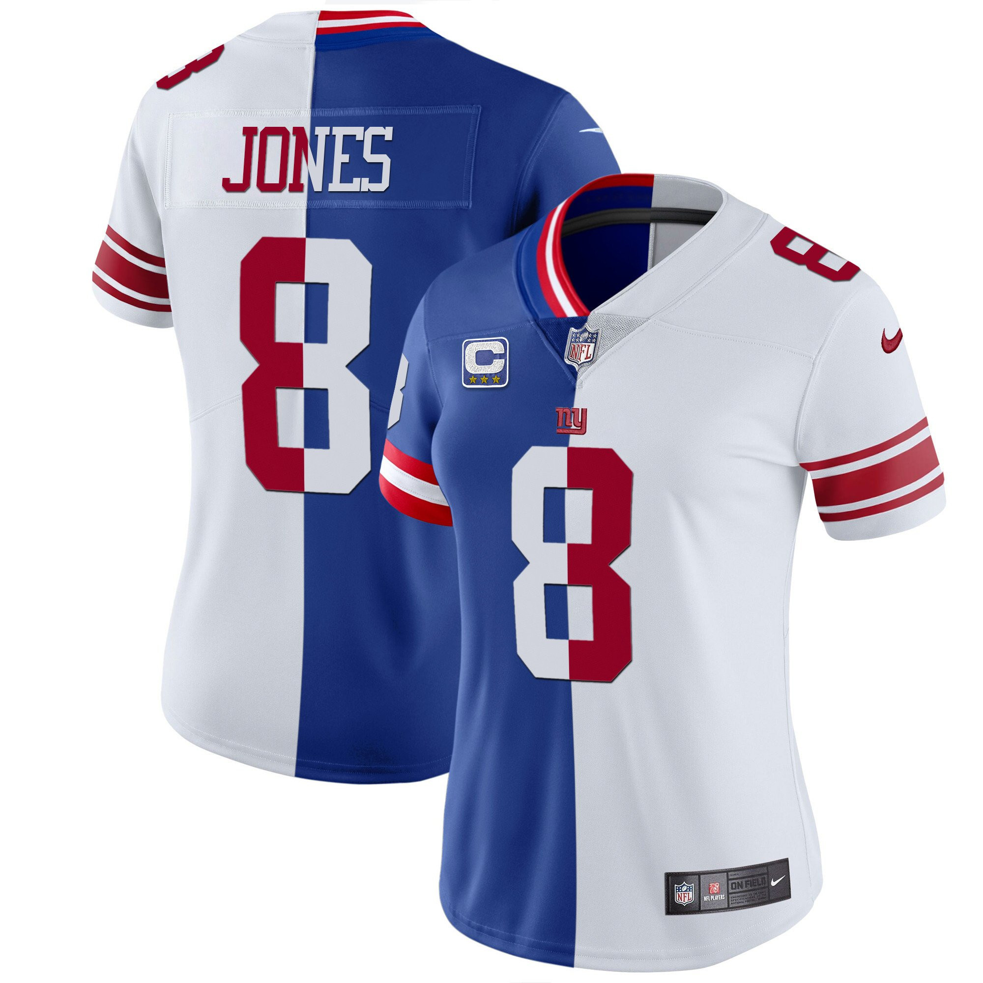 Daniel Jones Women's New York Giants Vapor Gold Split Jersey - All Stitched 