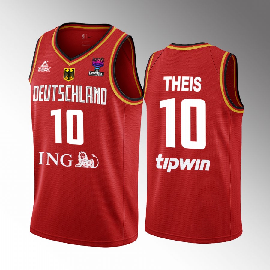 Daniel Theis Germany FIBA EuroBasket 2022 Red Jersey #10