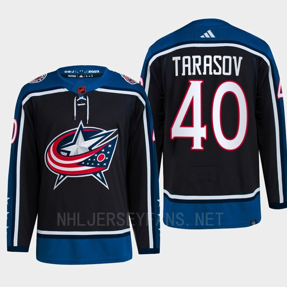 Daniil Tarasov 40 Reverse Retro 2.0 2022 Columbus Blue Jackets Navy Stitched Jersey Primegreen