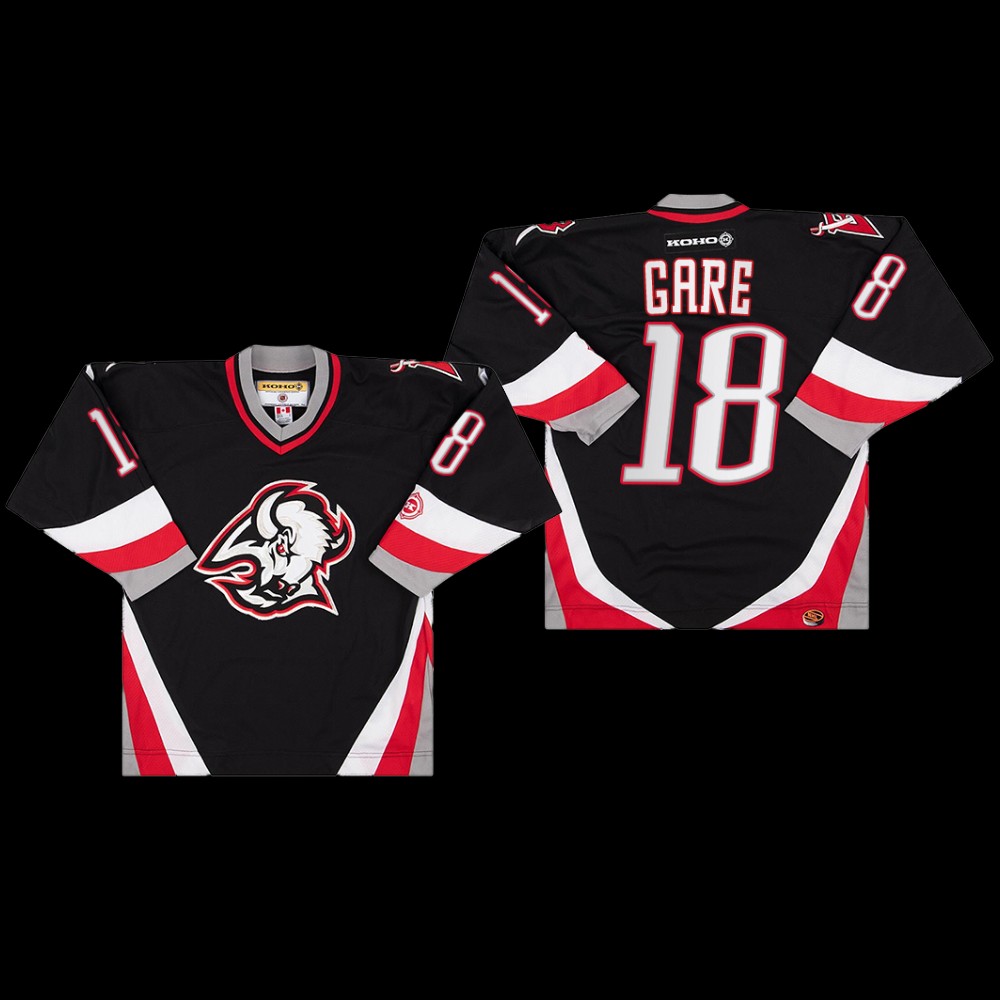 Danny Gare Buffalo Sabres Primary Goathead Logo Black Throwback Jersey