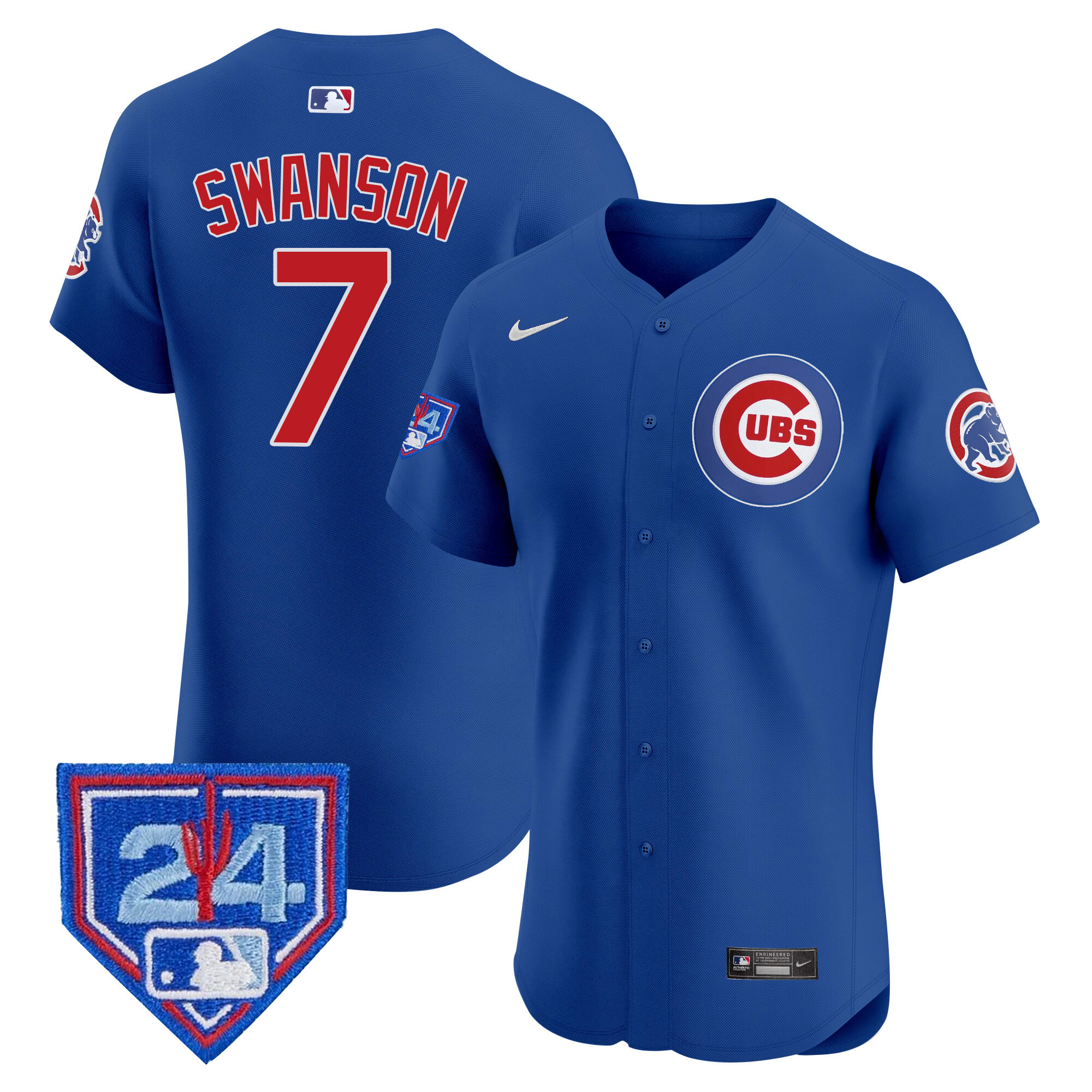 Dansby Swanson Men's Chicago Cubs 2024 Spring Training Patch Vapor Premier Elite V2 Royal Jersey - All Stitched