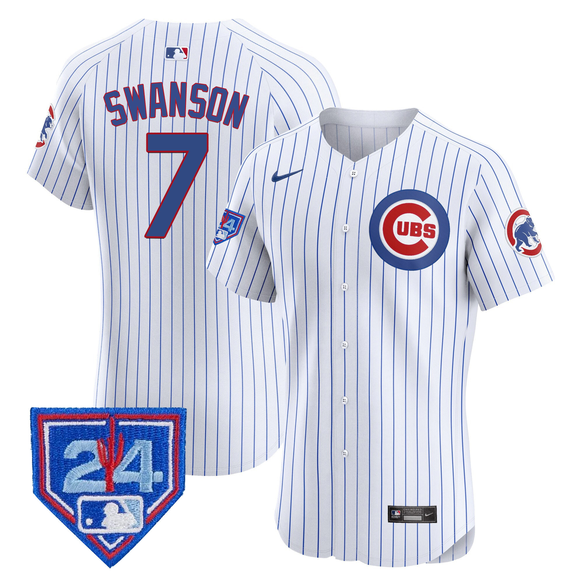 Dansby Swanson Men's Chicago Cubs 2024 Spring Training Patch Vapor Premier Elite V2 White Jersey - All Stitched