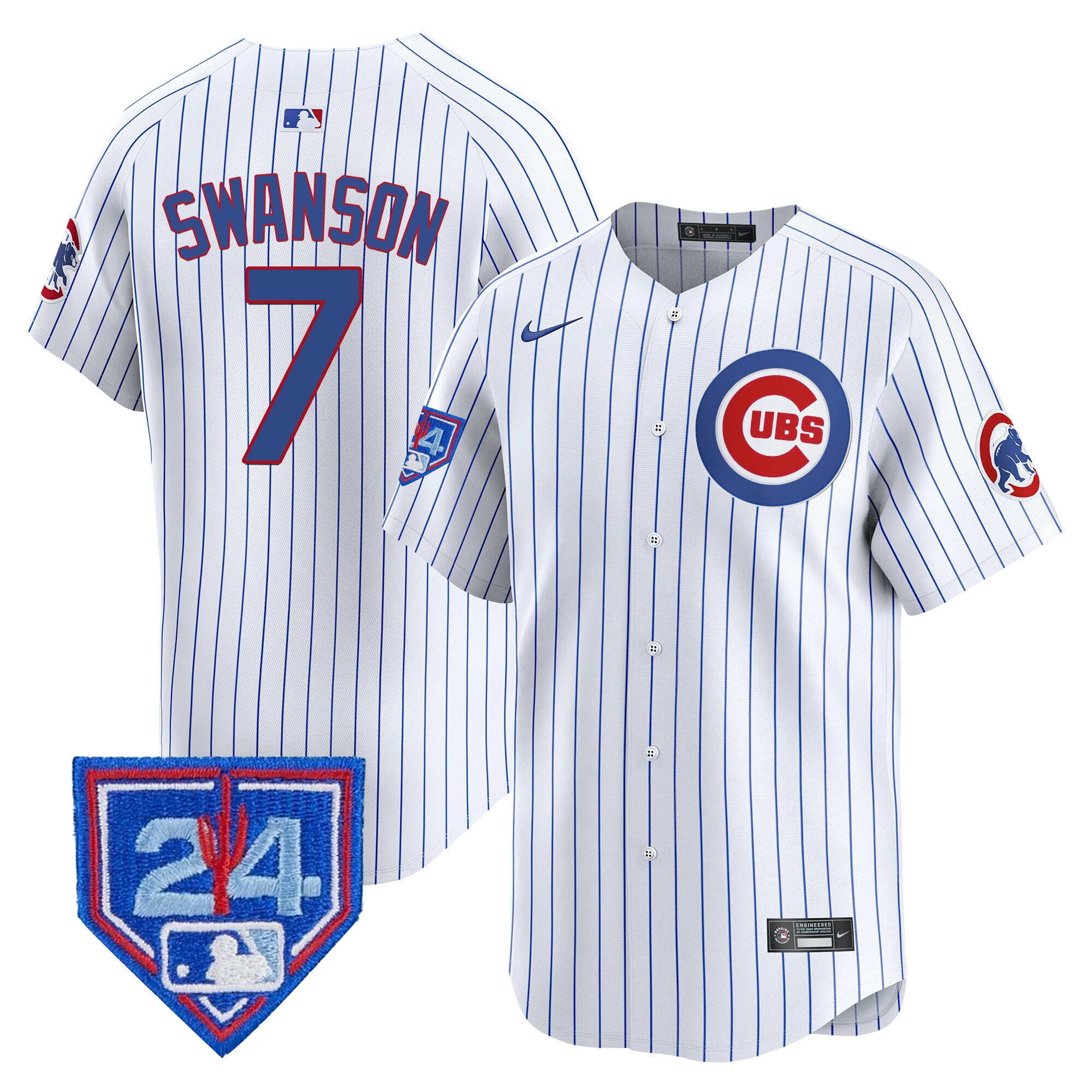 Dansby Swanson Men's Chicago Cubs 2024 Spring Training Patch Vapor Premier Limited V2 White Jersey - All Stitched