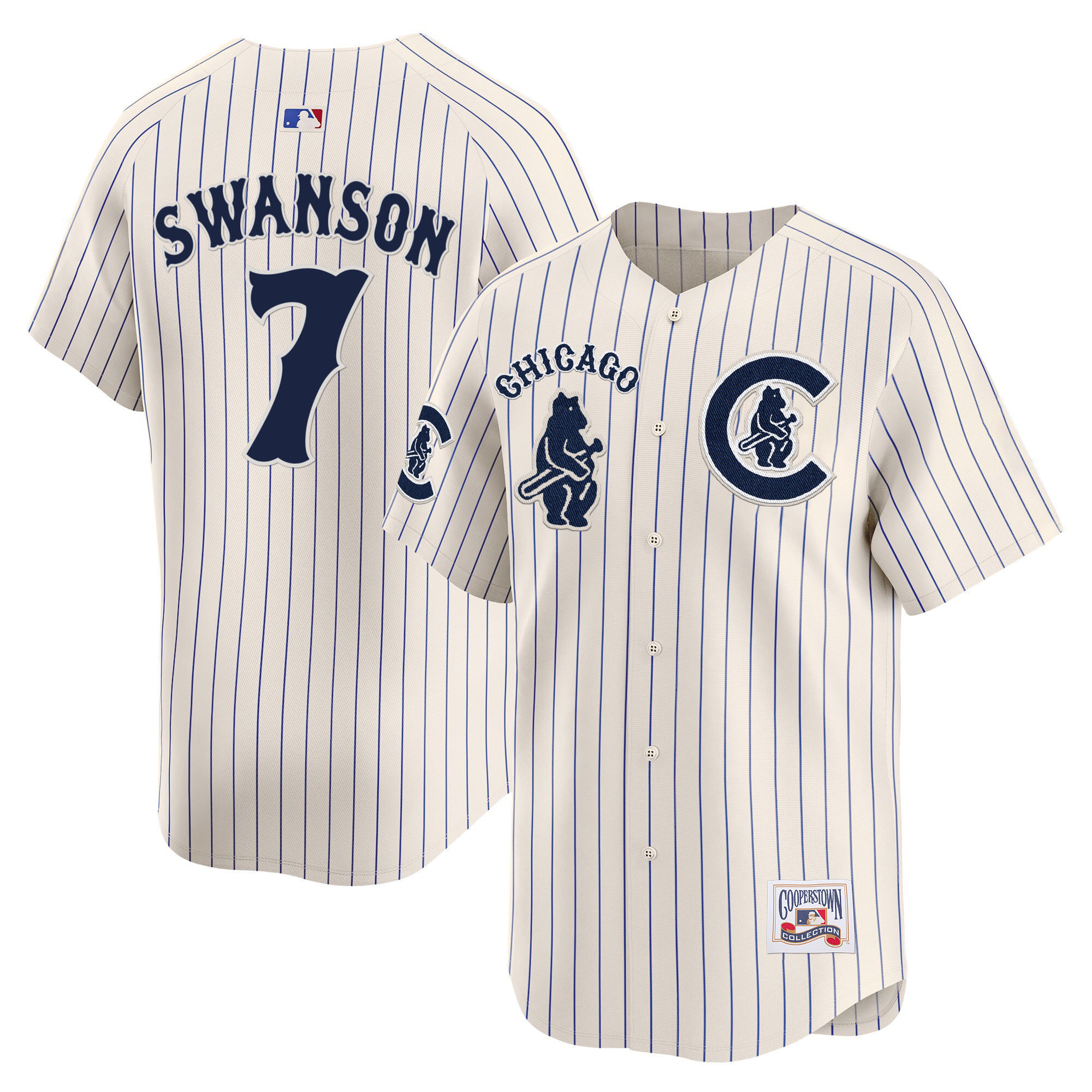 Dansby Swanson Men's Chicago Cubs Special Vapor Premier Limited V2 Pinstripe Jersey - All Stitched