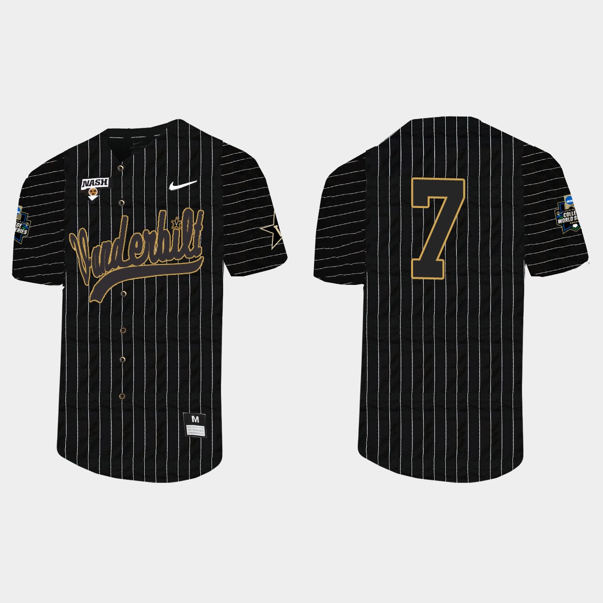 Dansby Swanson Vanderbilt Commodores 2021 College World Series Pinstripe Jersey - Black