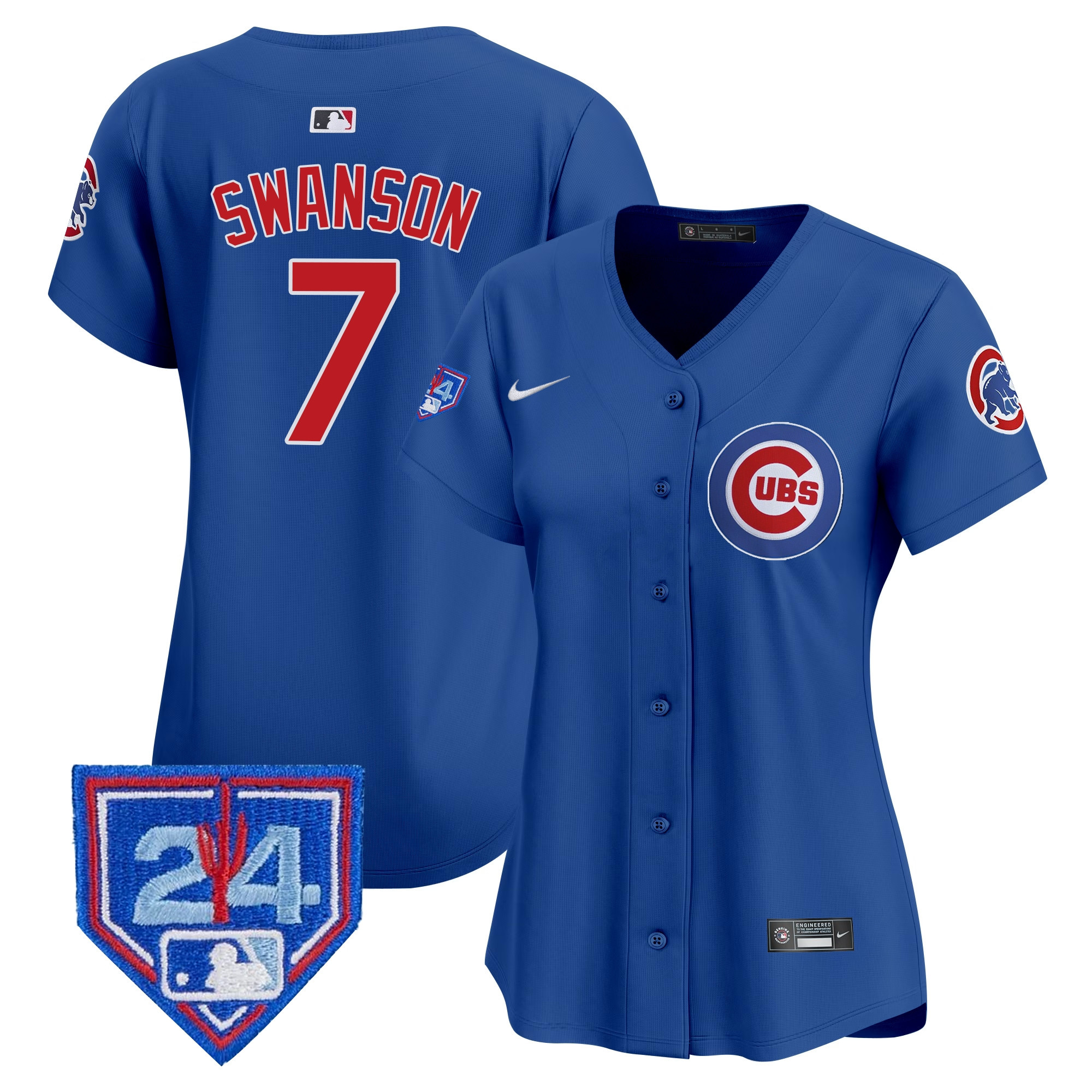 Dansby Swanson Women's Chicago Cubs 2024 Spring Training Patch Vapor Premier Limited V2 Royal Jersey - All Stitched