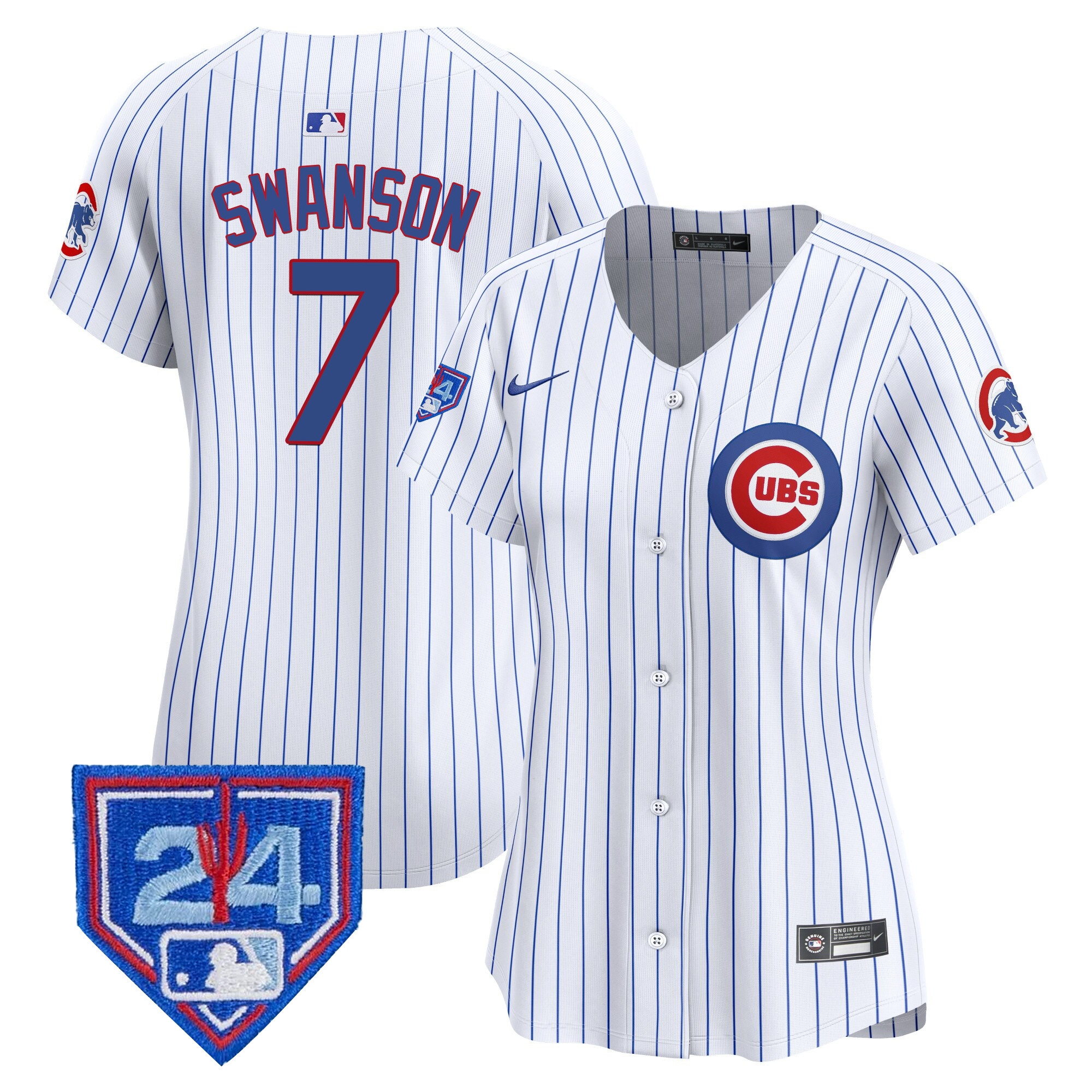 Dansby Swanson Women's Chicago Cubs 2024 Spring Training Patch Vapor Premier Limited White Jersey - All Stitched