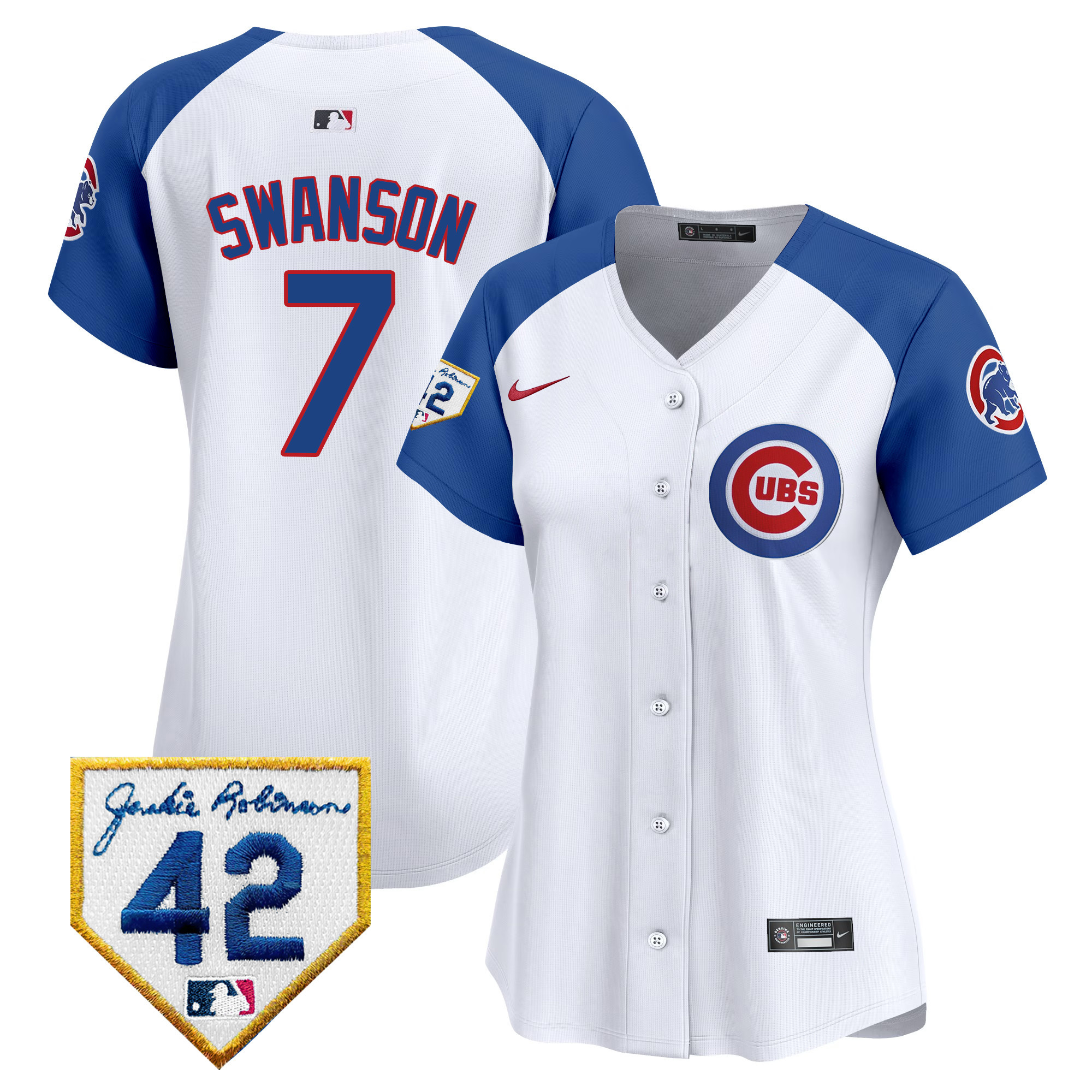 Dansby Swanson Women's Chicago Cubs Jackie Robinson Patch Vapor Premier Limited White Alternate Jersey - All Stitched