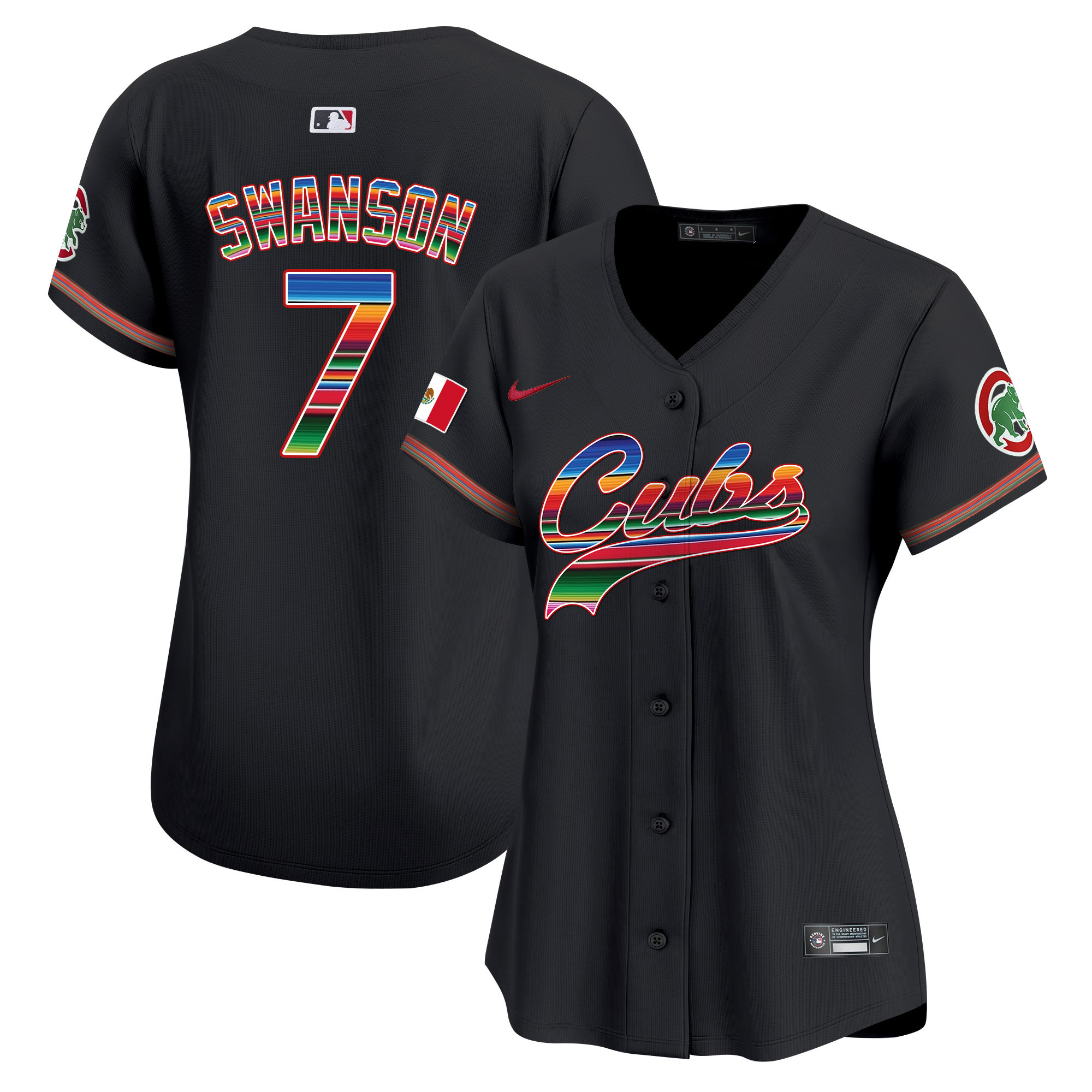 Dansby Swanson Women's Chicago Cubs Mexico Vapor Premier Limited V2 Black Jersey - All Stitched