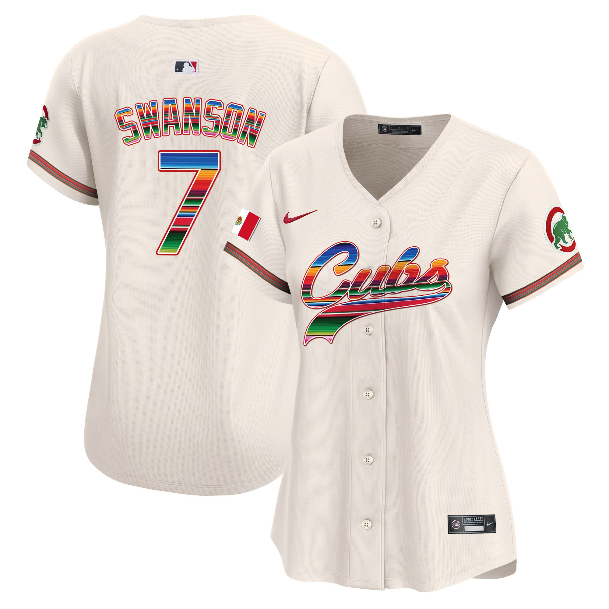 Dansby Swanson Women's Chicago Cubs Mexico Vapor Premier Limited V2 Cream Jersey - All Stitched