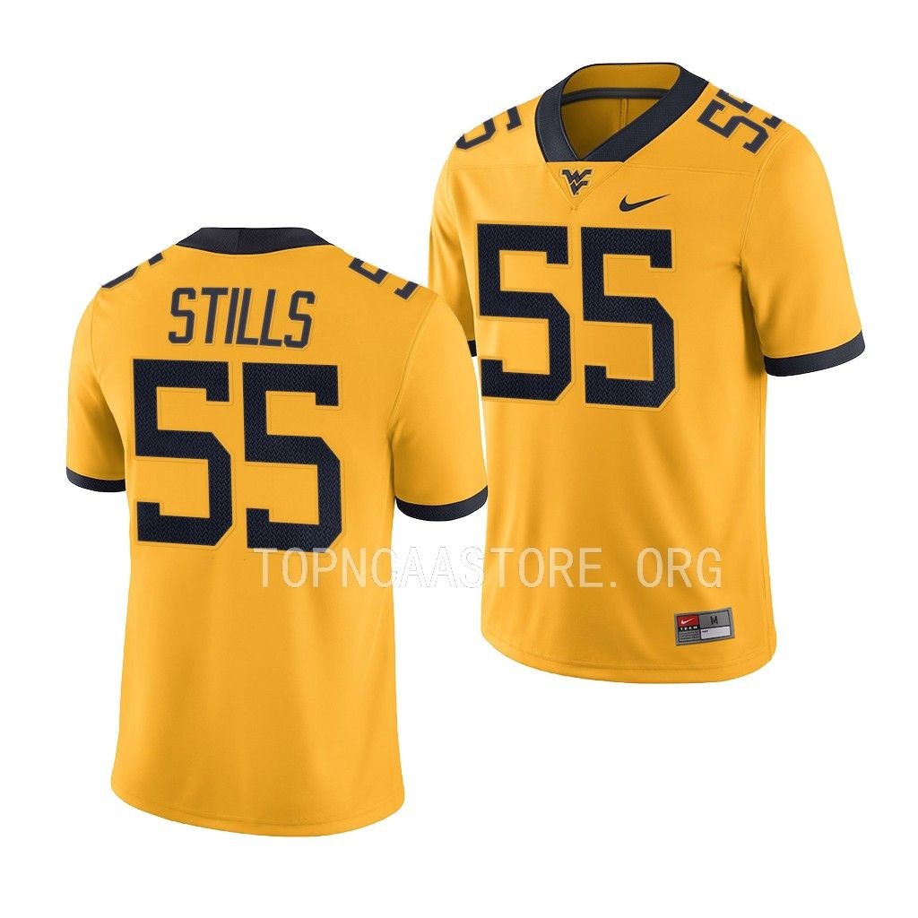 Dante Stills West Virginia Mountaineers Alternate Game #55 Jersey Men's Gold Uniform