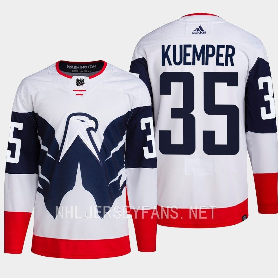 Darcy Kuemper 35 Washington Capitals 2023 Stitched Jersey Stadium White Primegreen