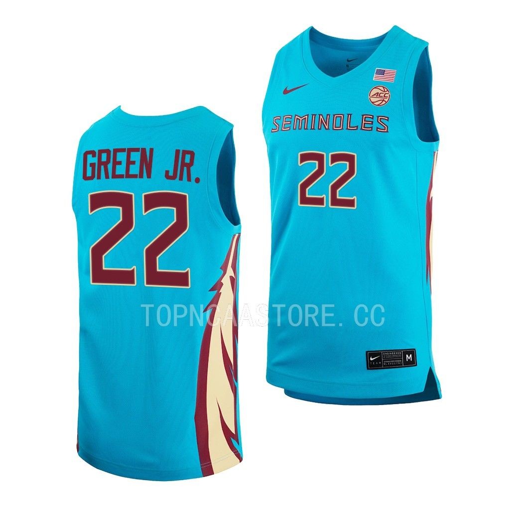 Darin Green Jr. Florida State Seminoles #22 Turquoise Alternate Jersey 2022-23