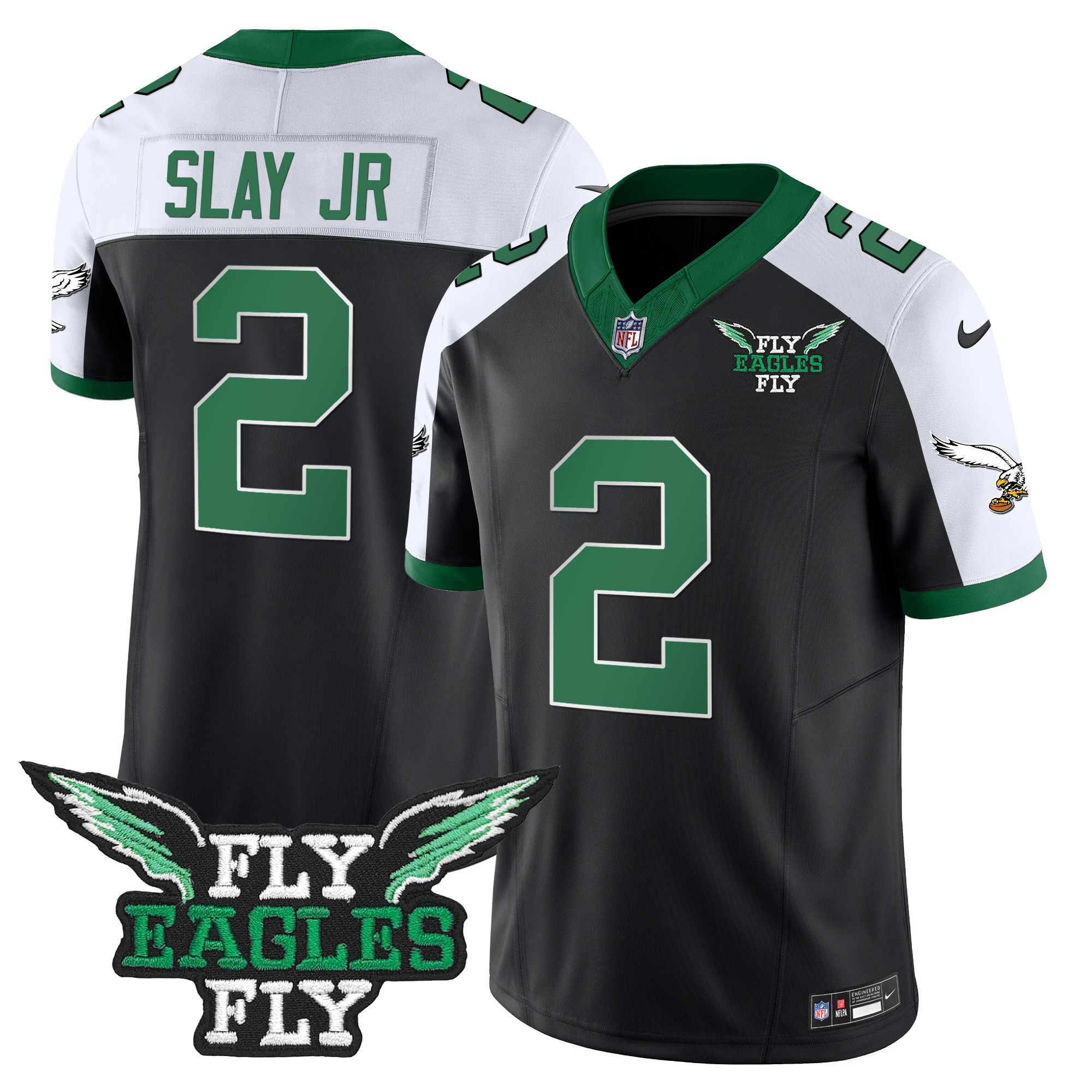 Darius Slay Jr. Men's Fly Philadelphia Eagles Fly Patch Throwback Kelly Green Vapor Black Alternate Jersey - All Stitched