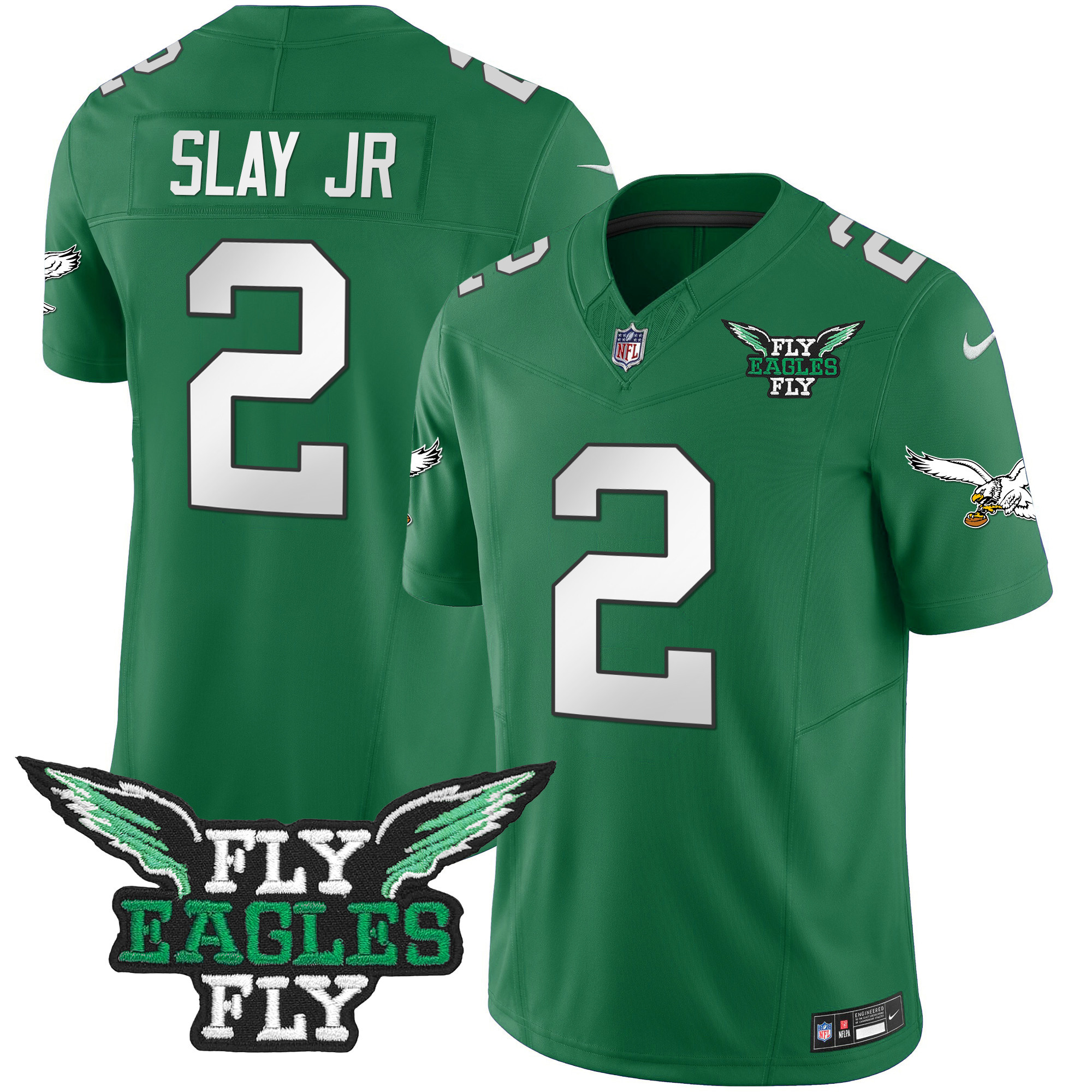 Darius Slay Jr. Men's Fly Philadelphia Eagles Fly Patch Throwback Kelly Green Vapor Jersey - All Stitched