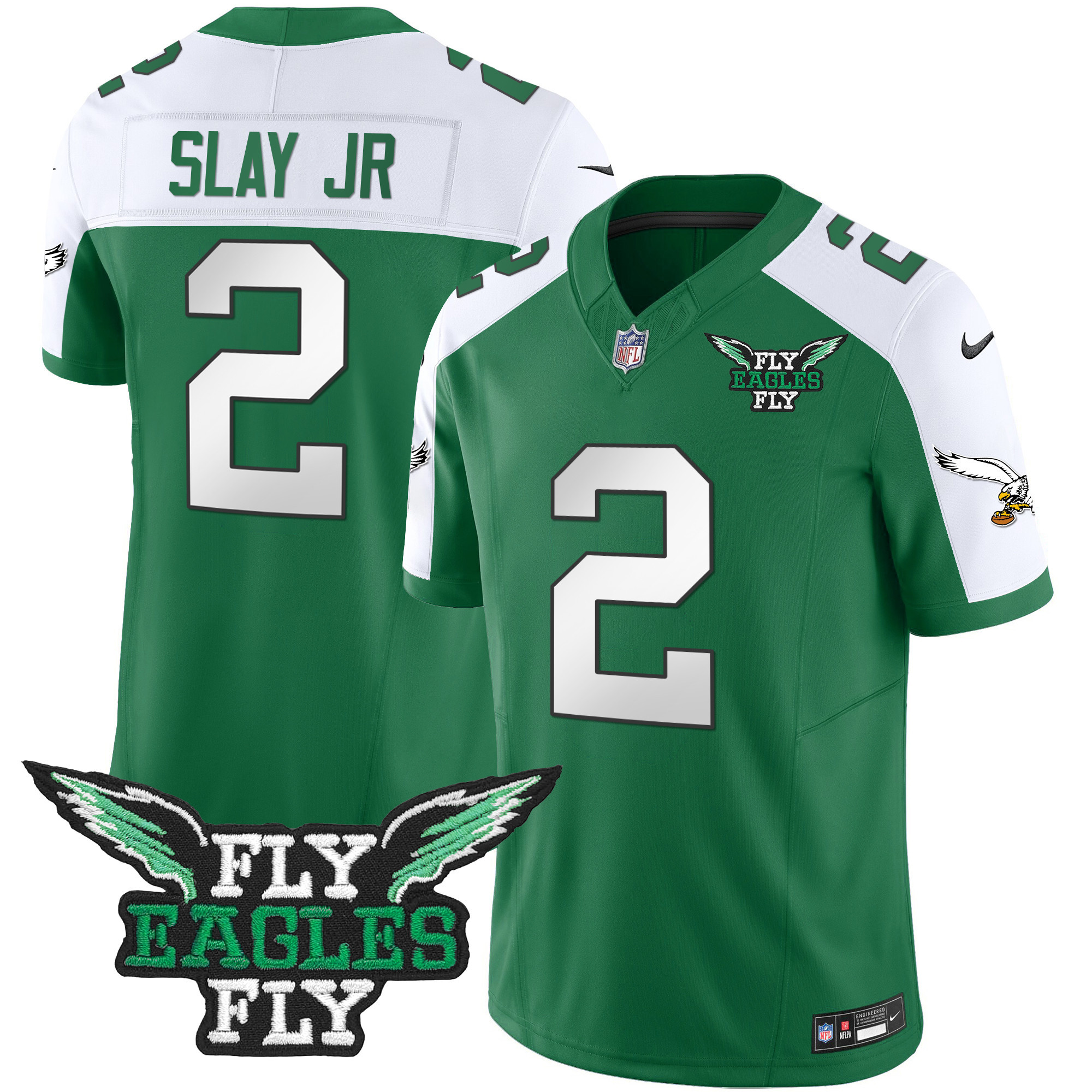 Darius Slay Jr. Men's Fly Philadelphia Eagles Fly Patch Throwback Kelly Green Vapor Kelly Alternate Jersey - All Stitched