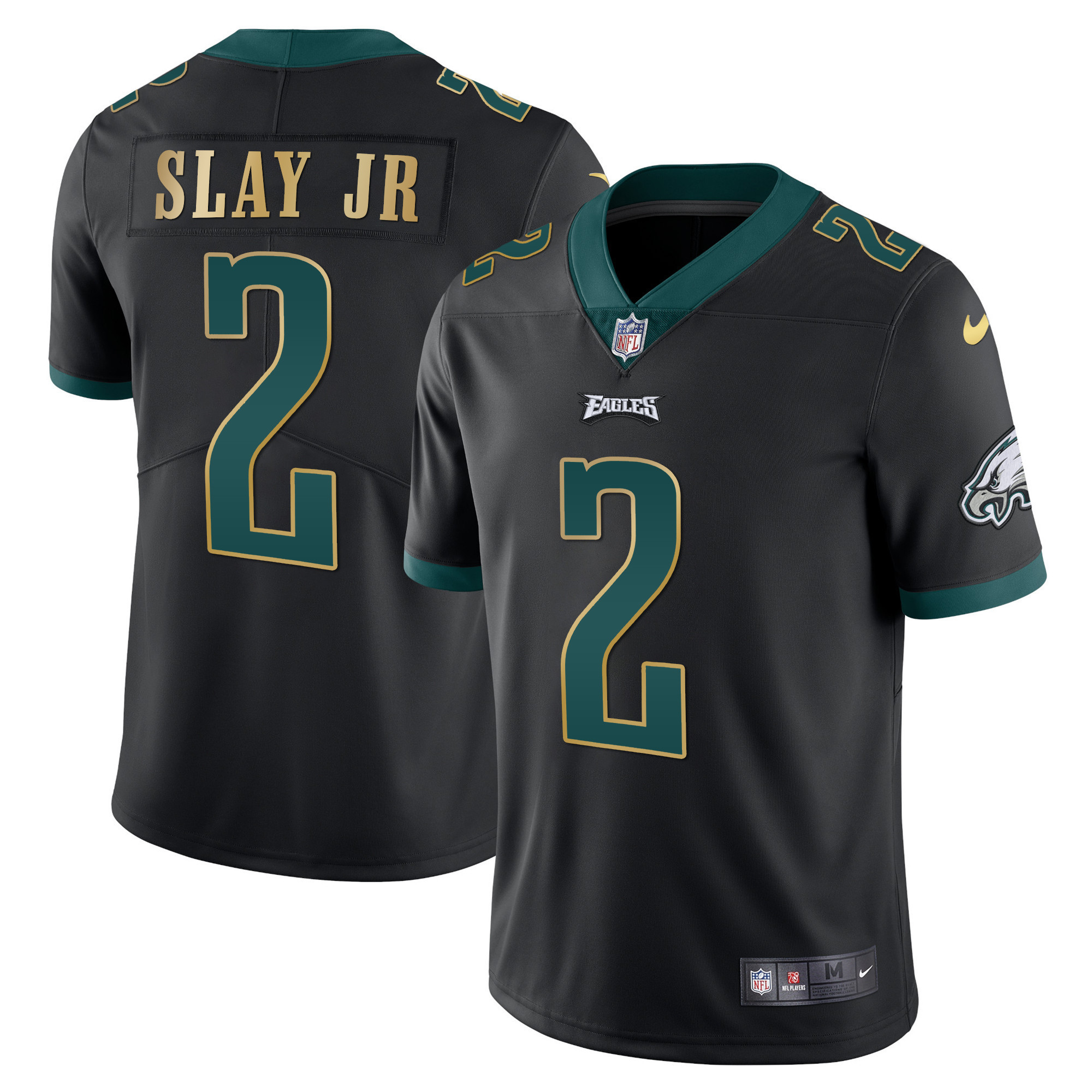Darius Slay Jr. Men's Philadelphia Eagles Gold Trim Vapor Player Black Gold Trim Jersey - All Stitched