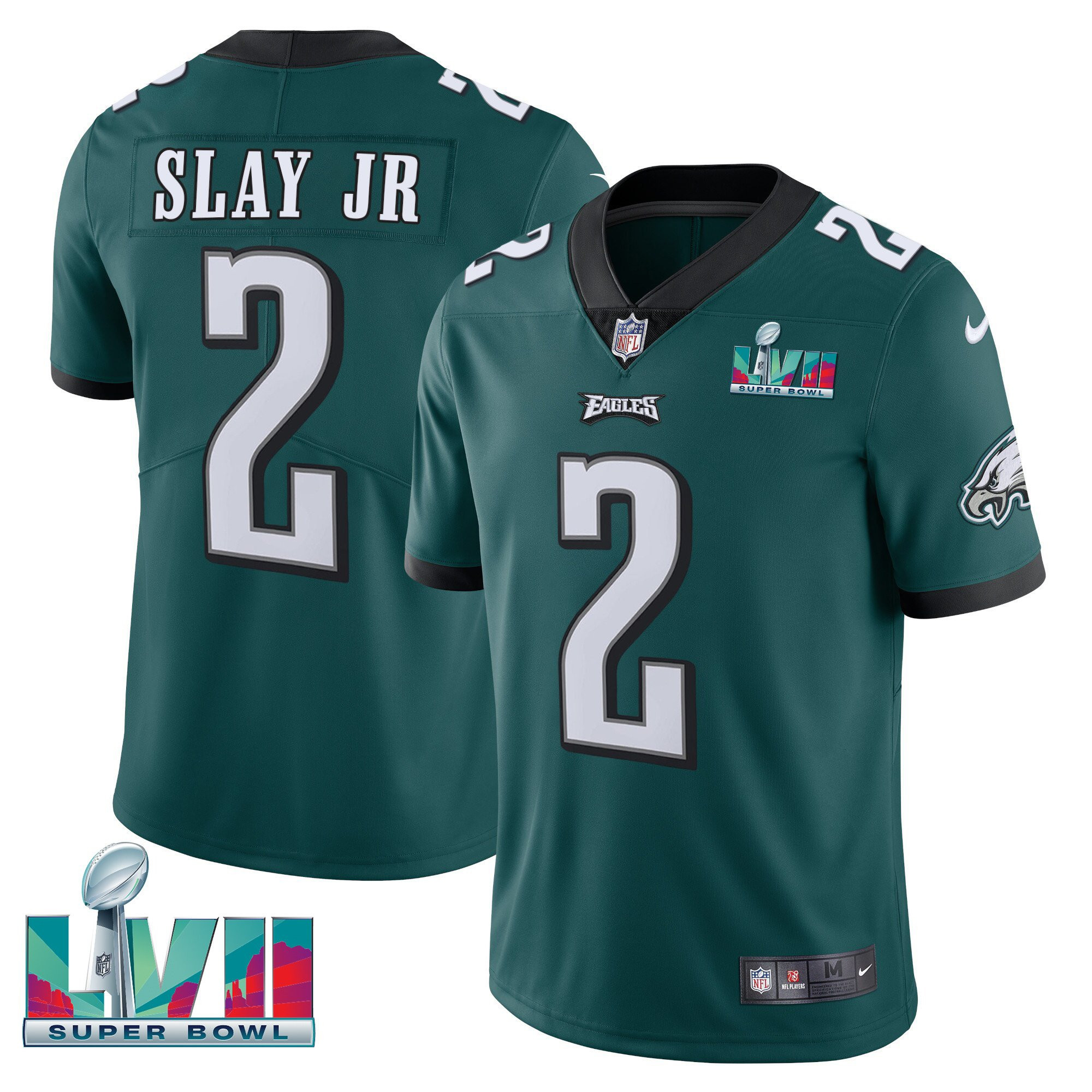Darius Slay Jr. Men's Philadelphia Eagles Super Bowl Patch Vapor Midnight Green Jersey - All Stitched