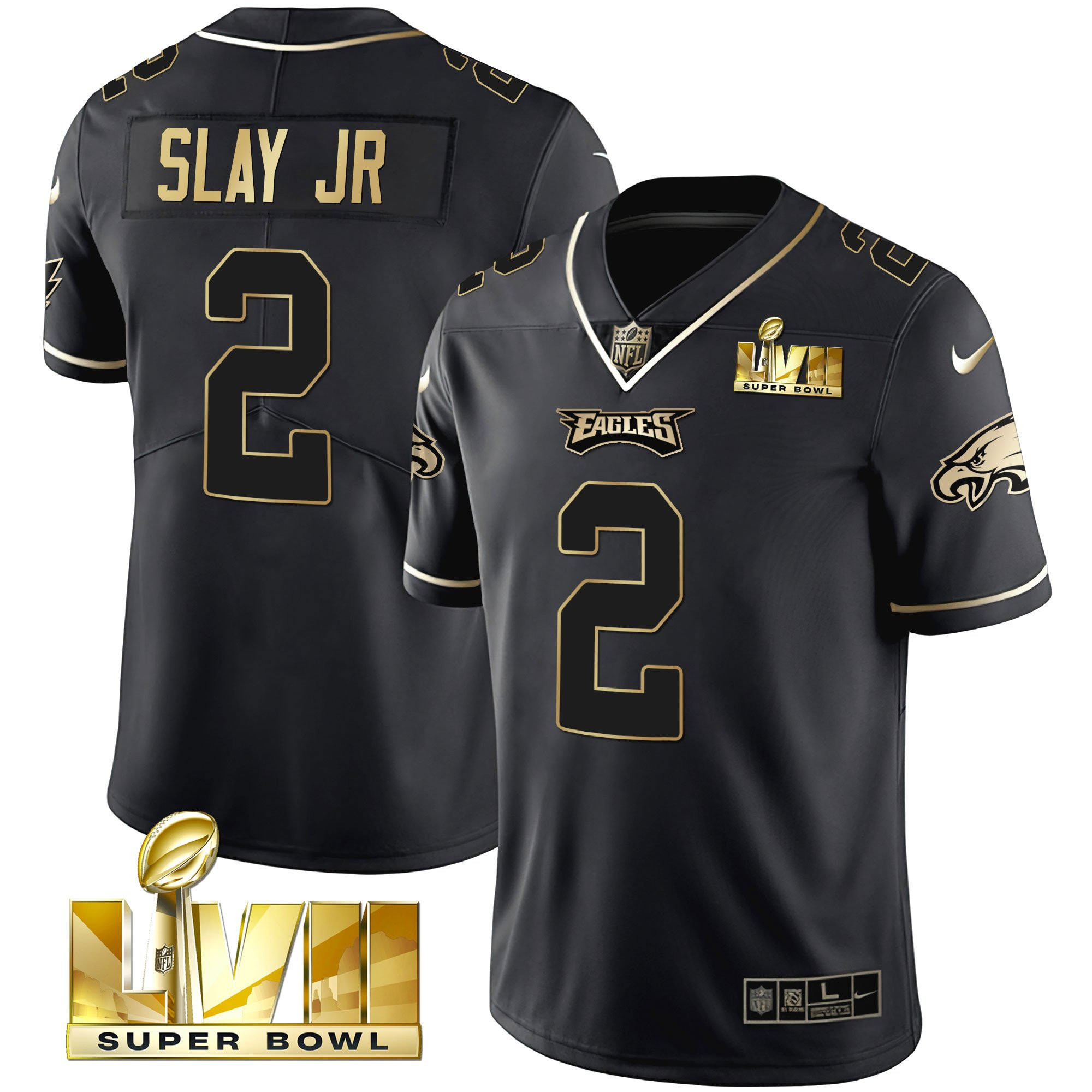 Darius Slay Jr. Men's Philadelphia Eagles Super Bowl Vapor Gold Black Gold Jersey - All Stitched