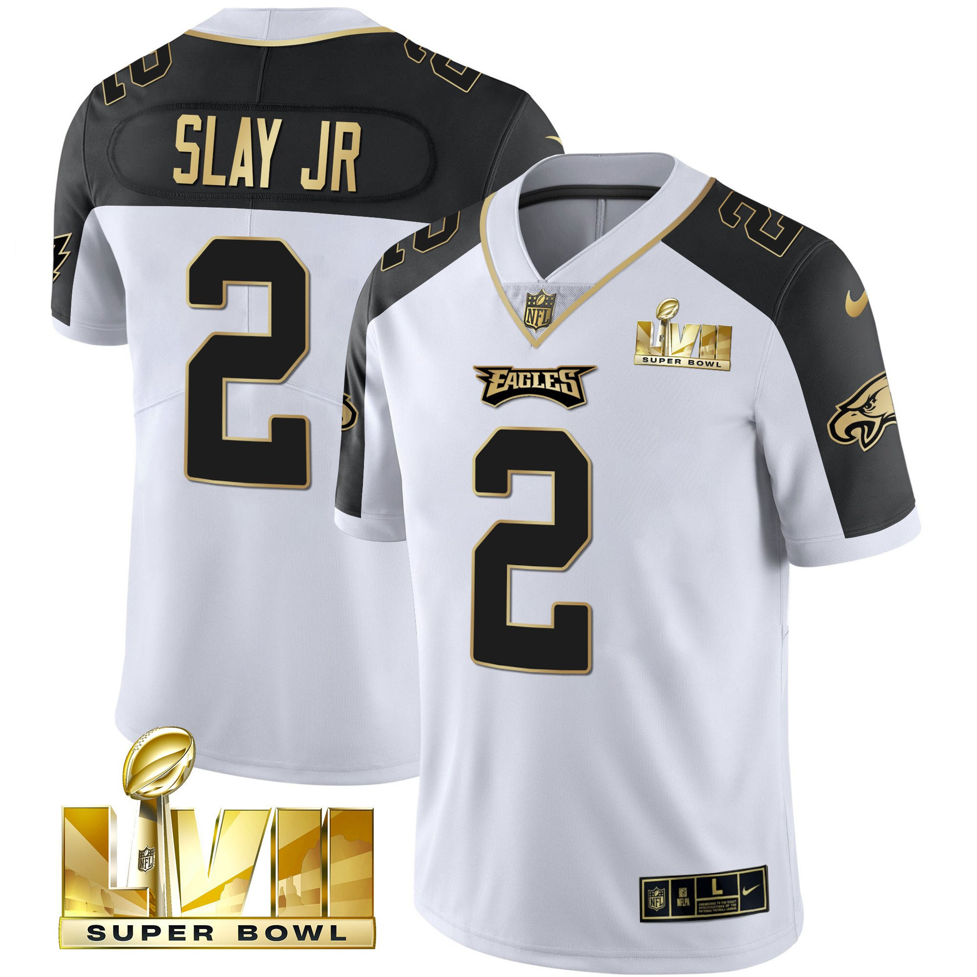 Darius Slay Jr. Men's Philadelphia Eagles Super Bowl Vapor Gold Black Inverted Jersey - All Stitched