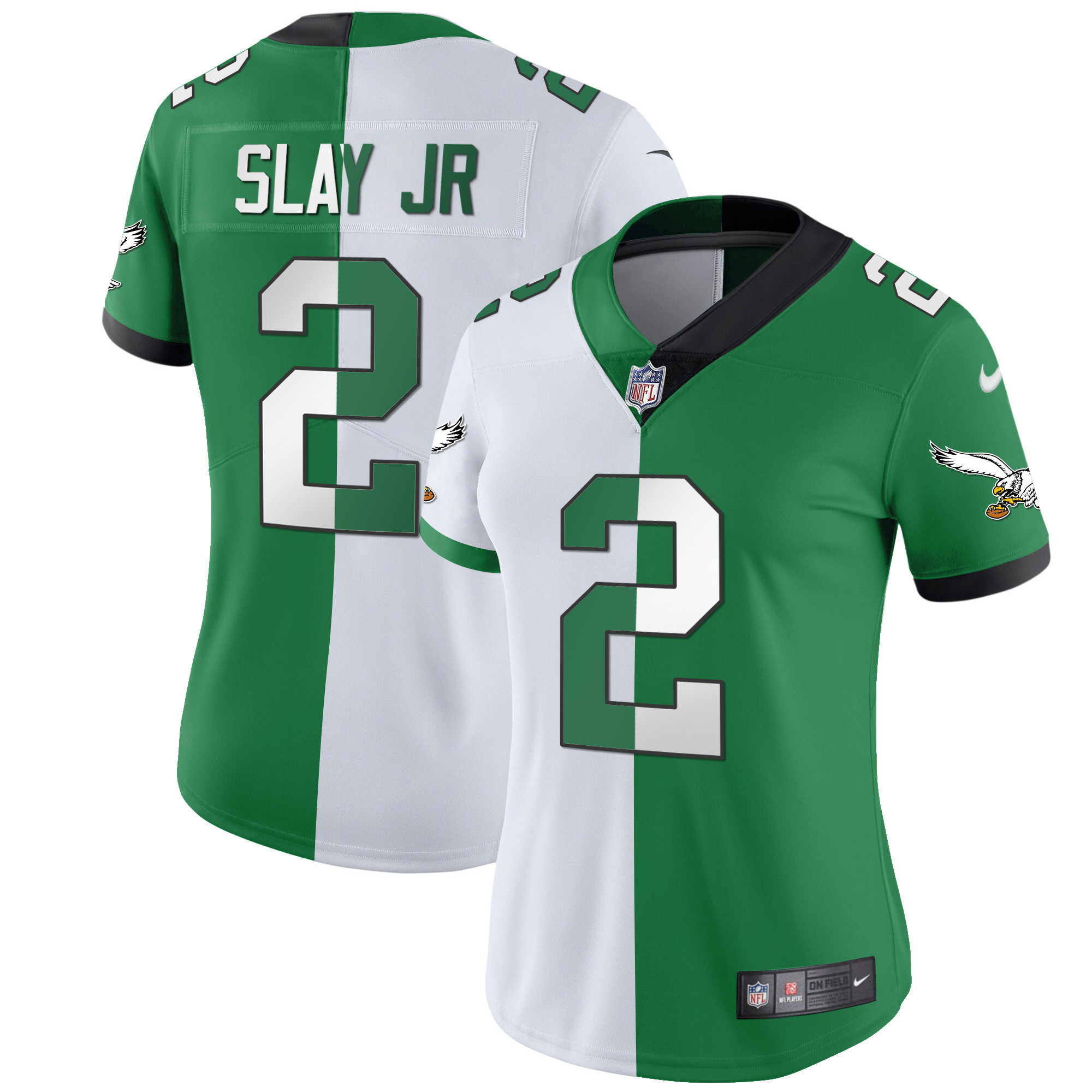 Darius Slay Jr. Women's Philadelphia Eagles Gold & Kelly Vapor Throwback Split Jersey - All Stitched
