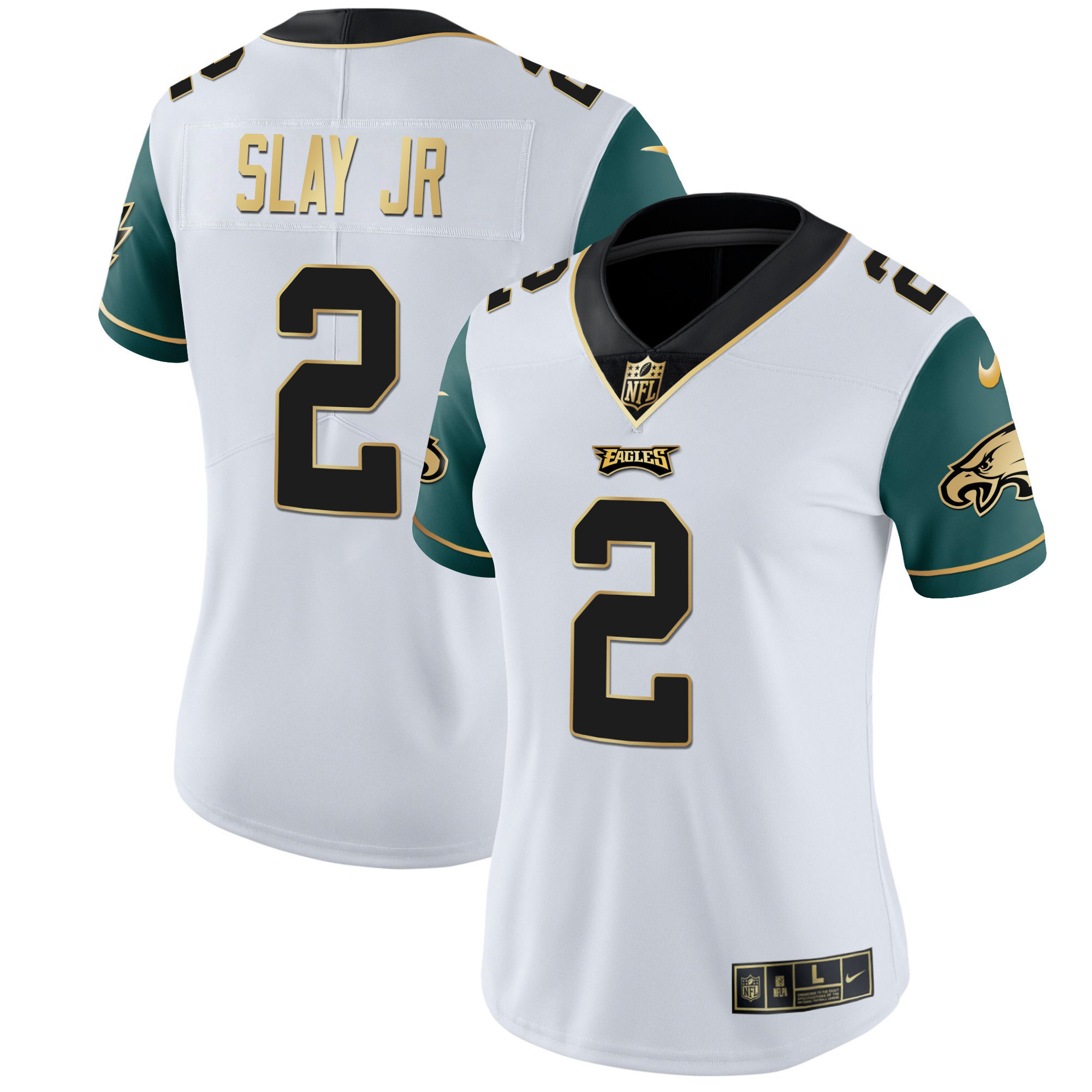 Darius Slay Jr. Women's Philadelphia Eagles Gold & Split Vapor Green Sleeves Jersey - All Stitched
